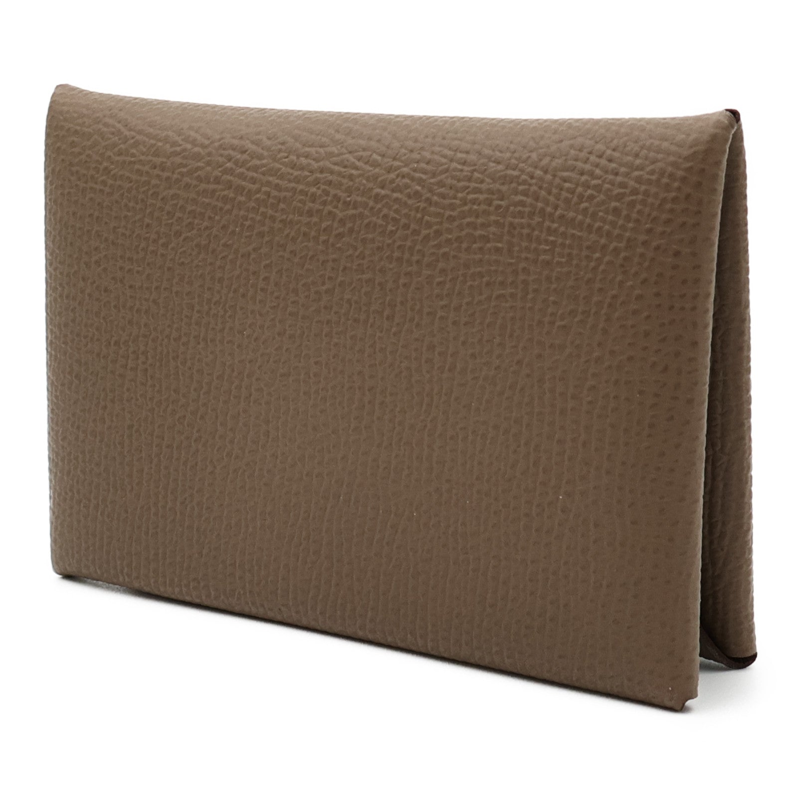 HERMES 【激減優惠】Epsom皮革Calvi Card Case銀扣卡片套Etoupe