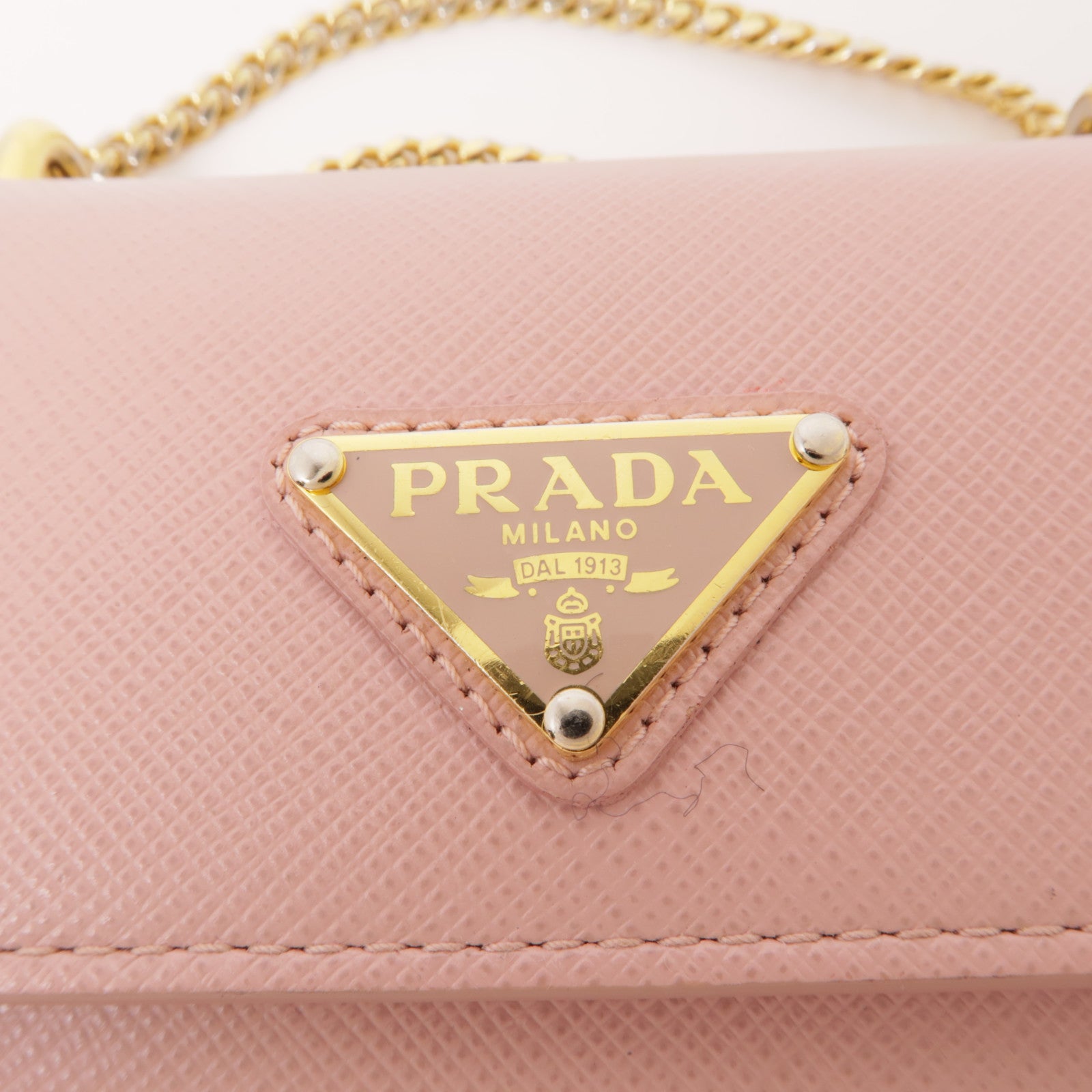 PRADA Saffiano皮革Chain Shoulder Bag金扣鏈帶肩背袋