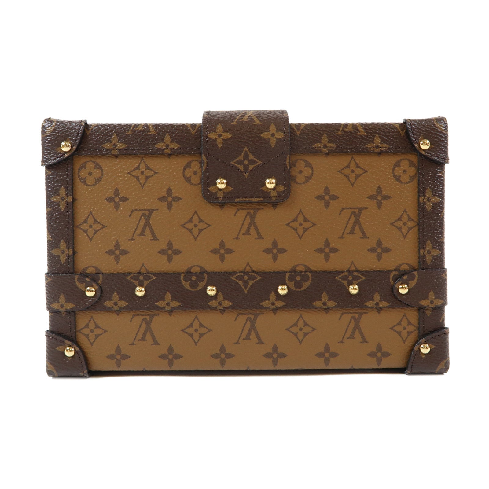 LOUIS VUITTON Monogram Reverse Petite Malle金扣肩背袋啡色