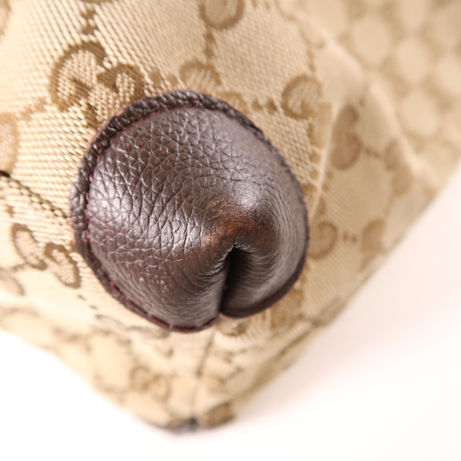 GUCCI 帆布GG Webbing Line手挽袋棕色