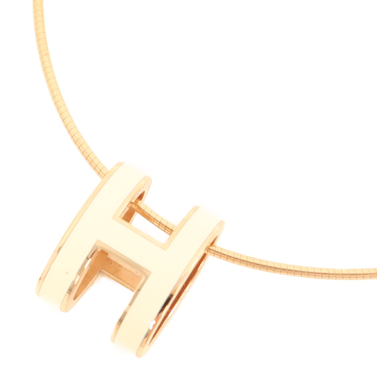 HERMES 金屬Pop H Necklace項鍊白色/金色