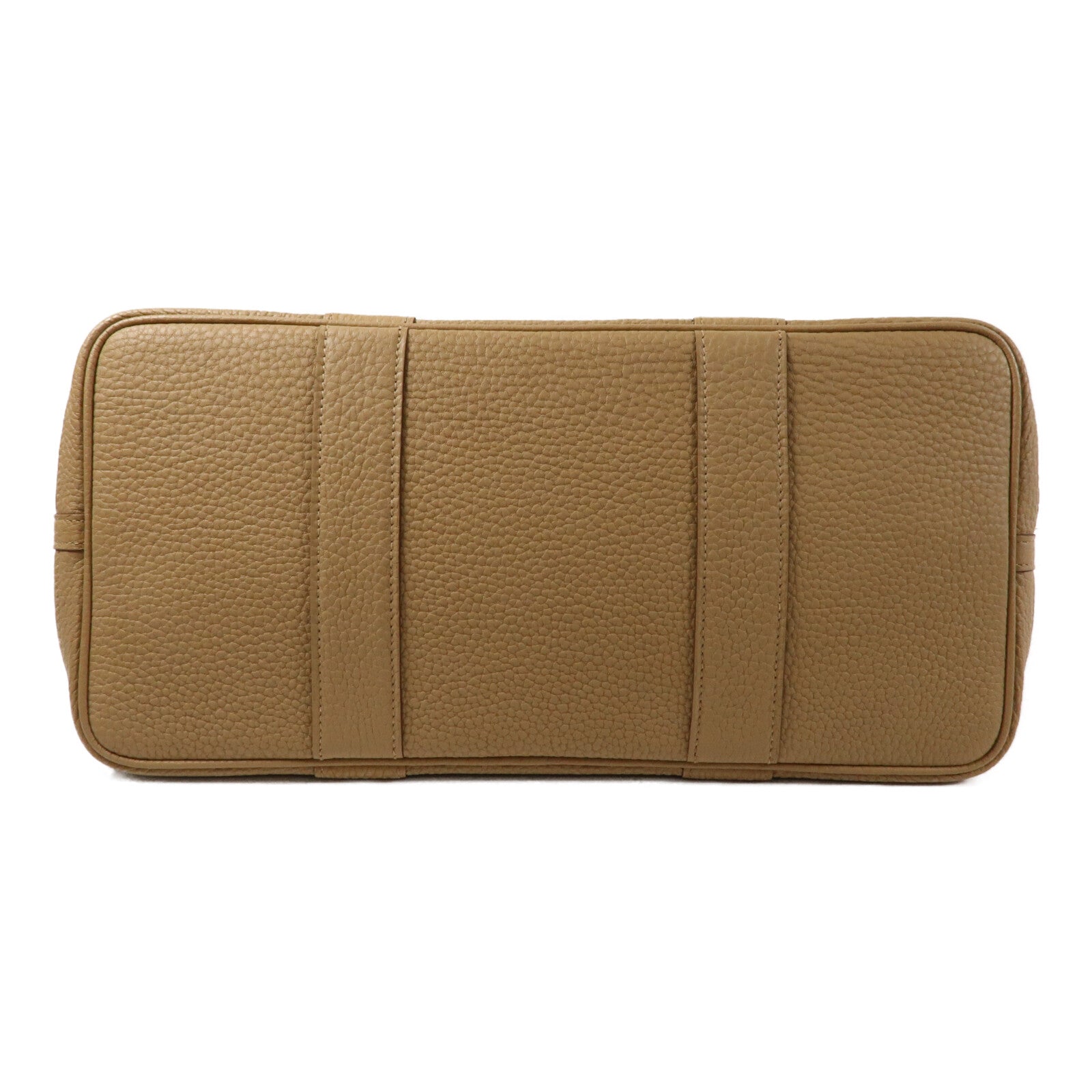 HERMES Clemence皮革GardenParty PM銀扣手挽袋Biscuit