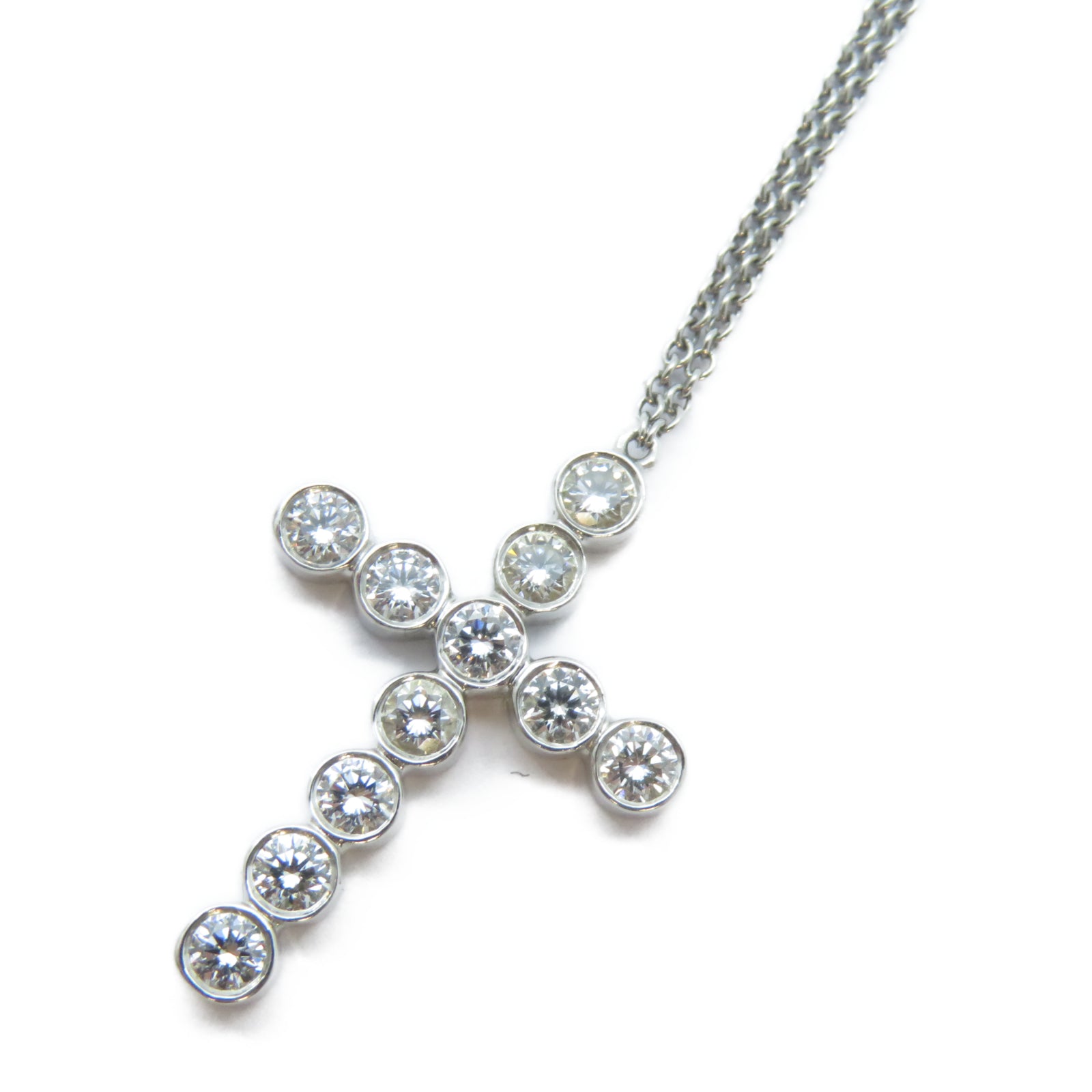 TIFFANY＆CO PT950鉑金Diamond Cross Necklace鑽石項鍊