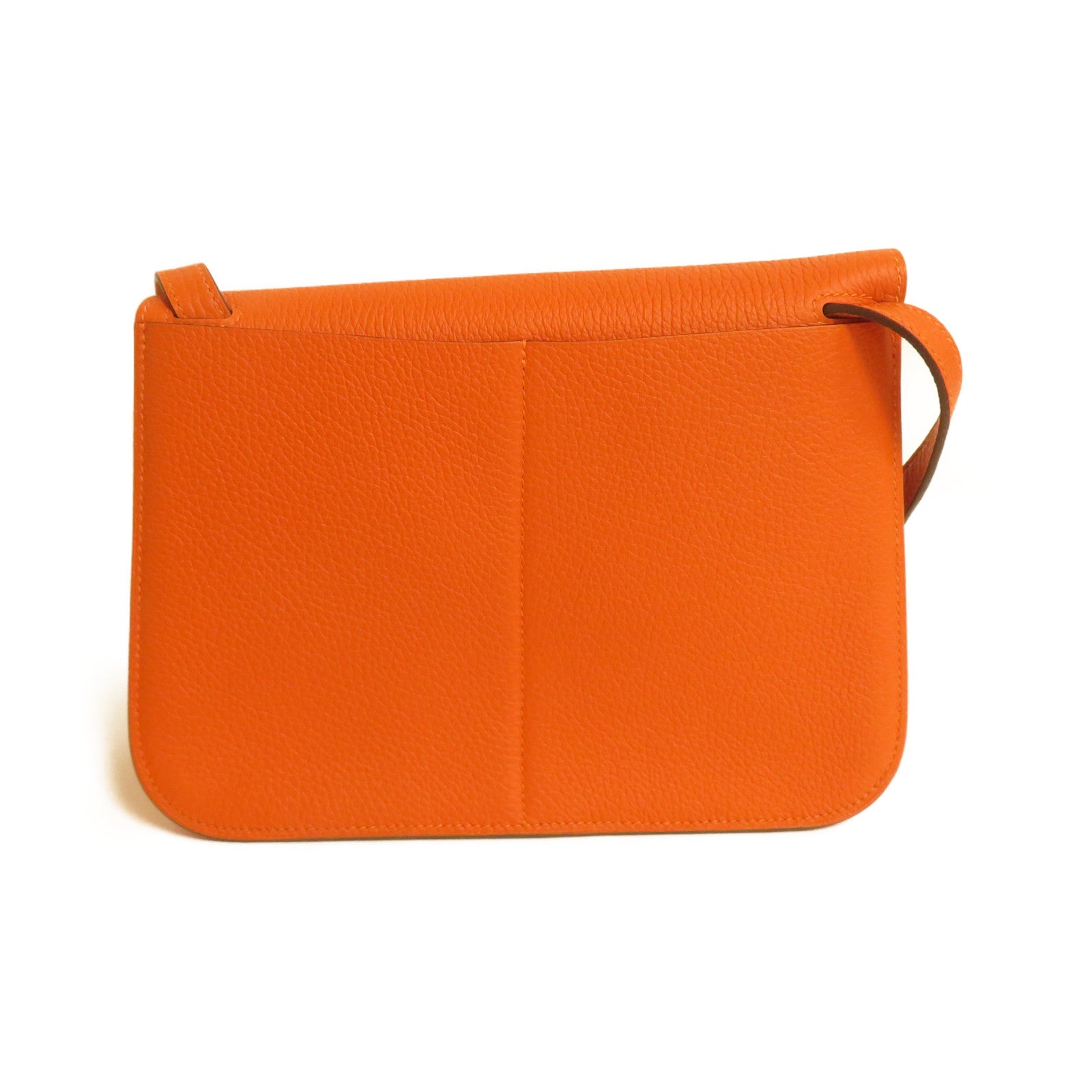 HERMES 【激減優惠】Clemence皮革Halzan 25金扣手挽肩背兩用袋橙色