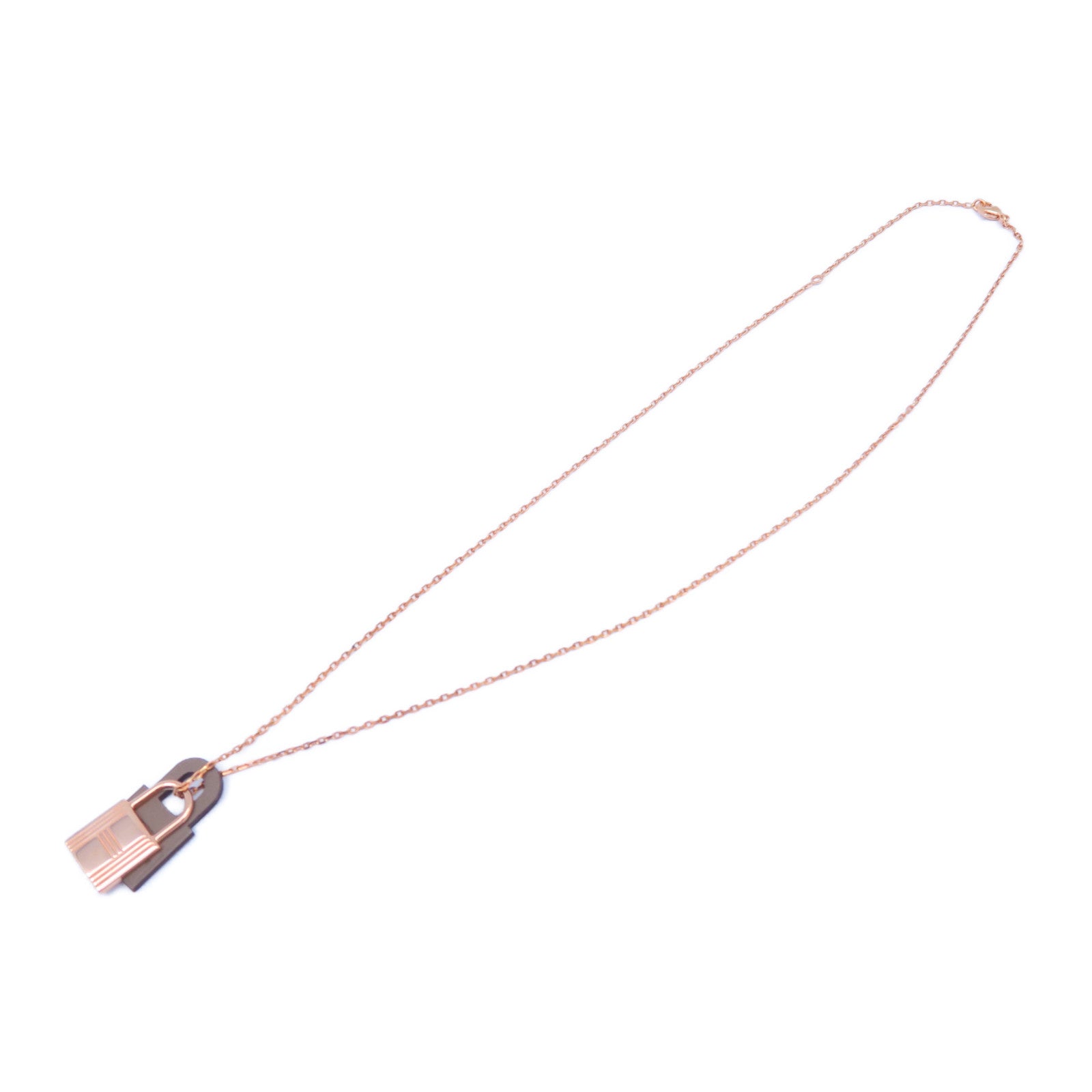 HERMES 【激減優惠】18K玫瑰金O'Kelly Necklace項鍊玫瑰金/卡其色