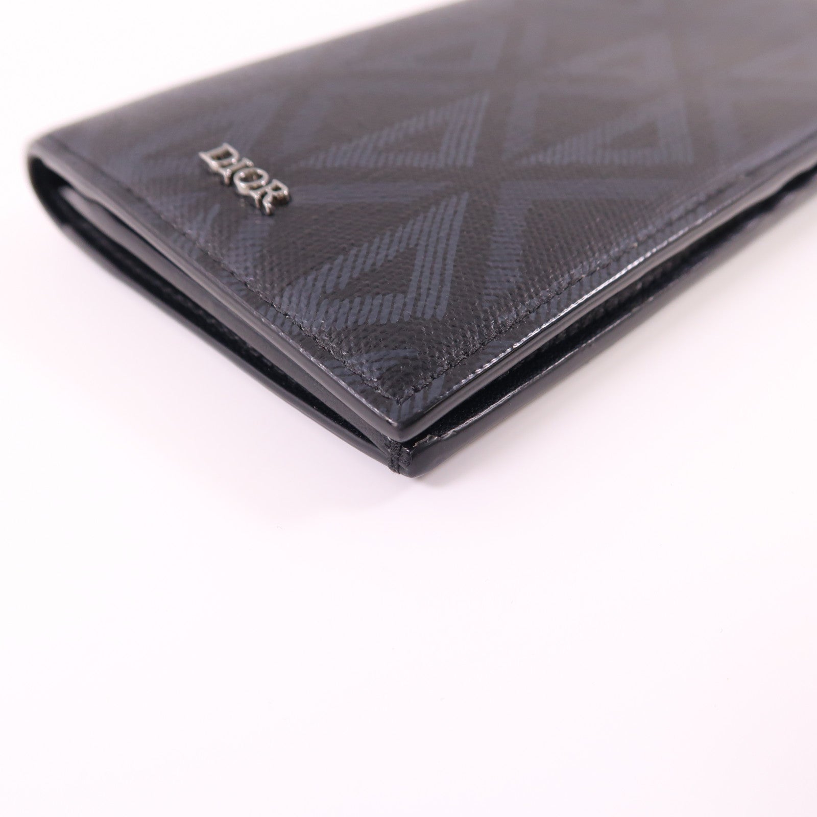 Dior 【激減優惠】塗層帆布Fold Wallet銀扣長錢包黑色