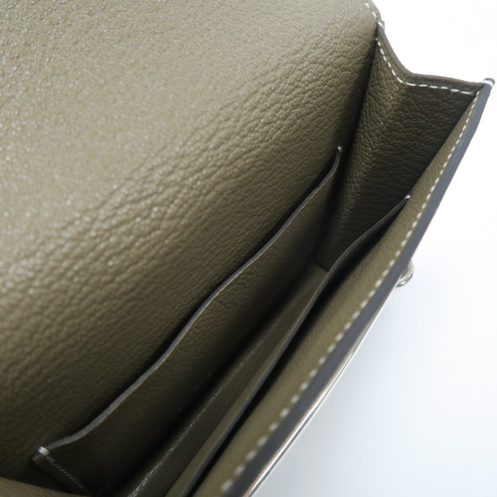 HERMES Chevre皮革Roulis Slim銀扣腰包大象灰色