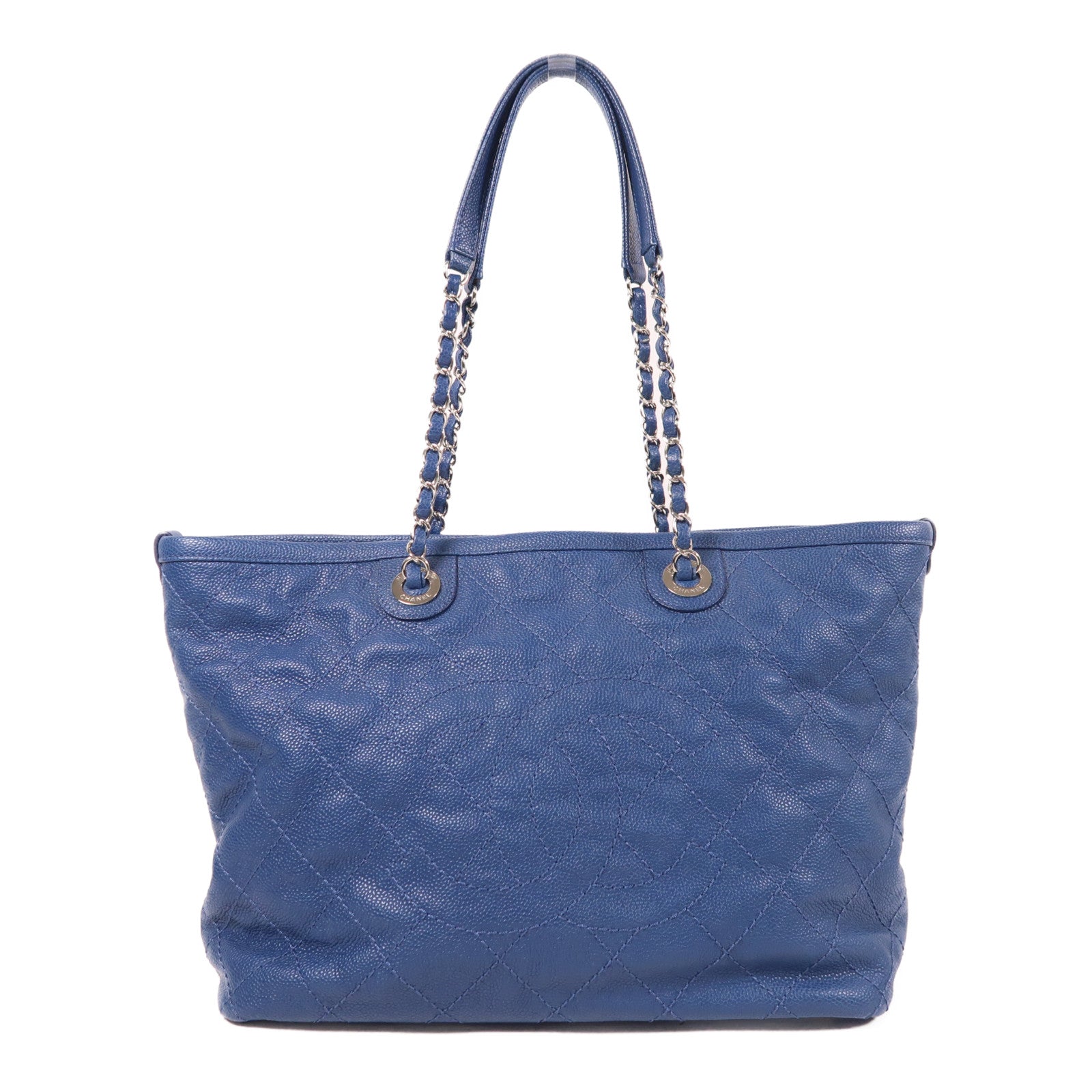 CHANEL 【激減優惠】牛皮皮革Tote Bag銀扣鏈帶肩背袋