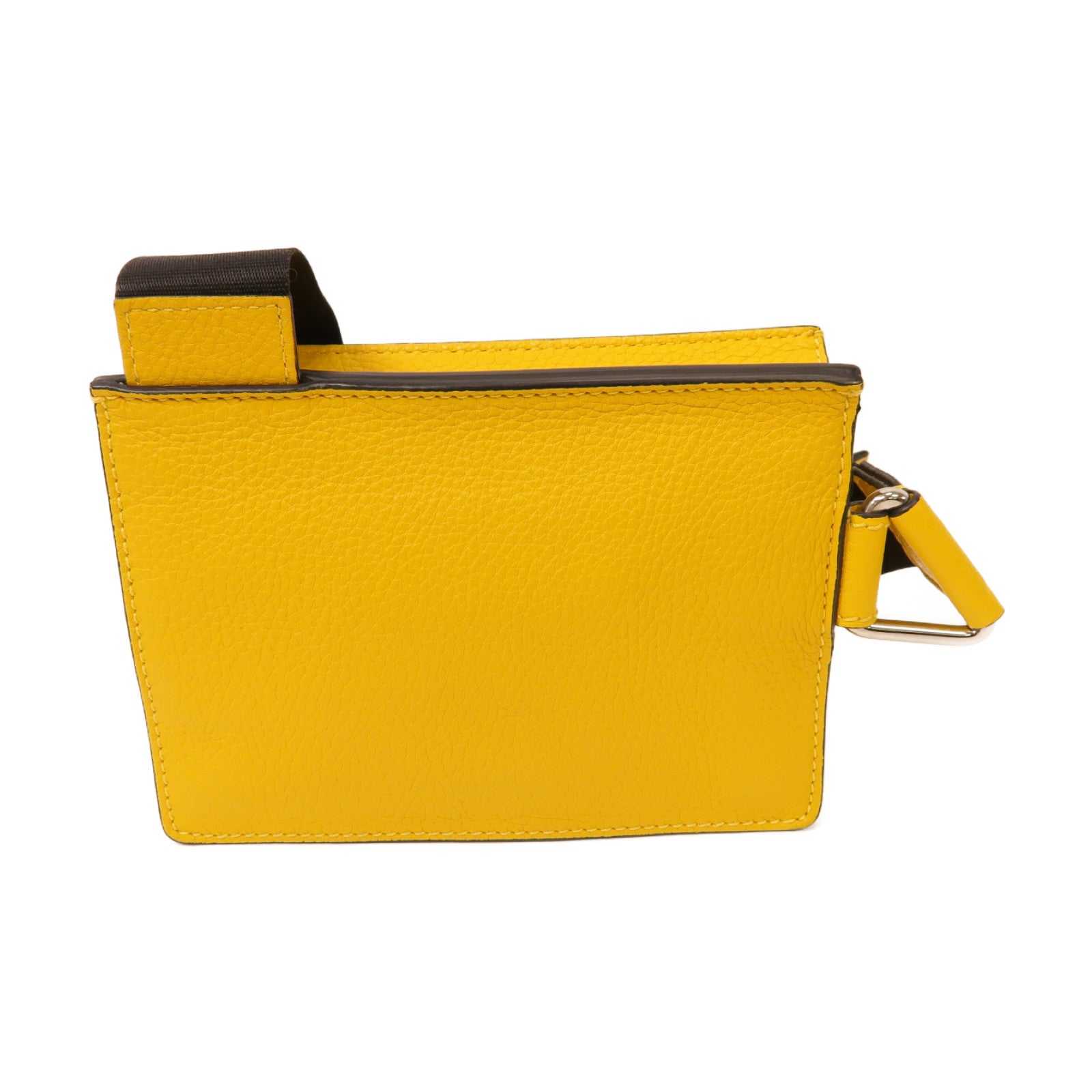 FENDI 牛皮皮革Shoulder Bag銀扣肩背袋黃色