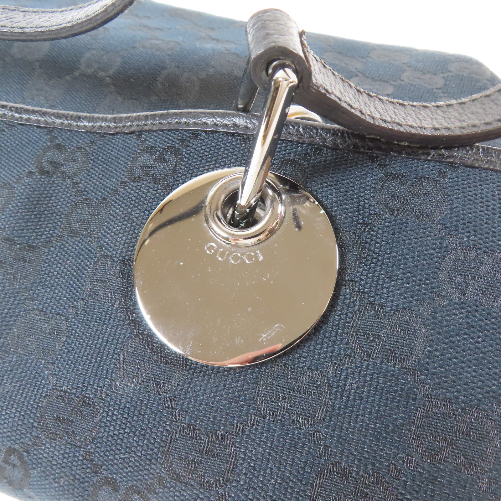 GUCCI 帆布Tote Bag銀扣手挽袋黑色