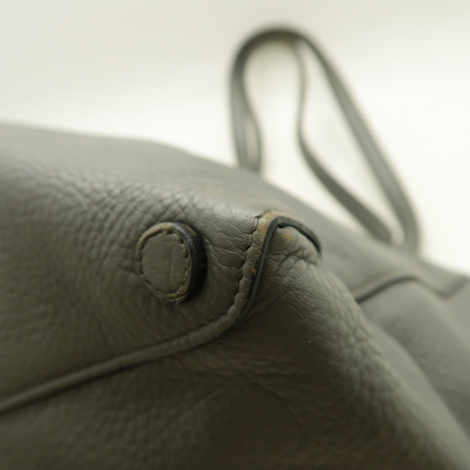 PRADA 牛皮皮革Tote Bag銀扣肩背袋灰色