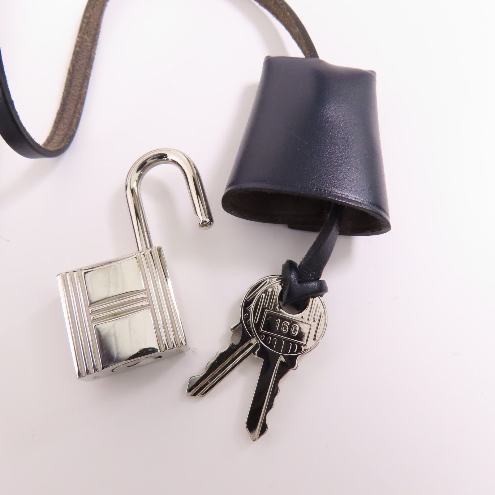 HERMES 帆布Herbag銀扣手挽肩背兩用袋76 Bleu Indigo