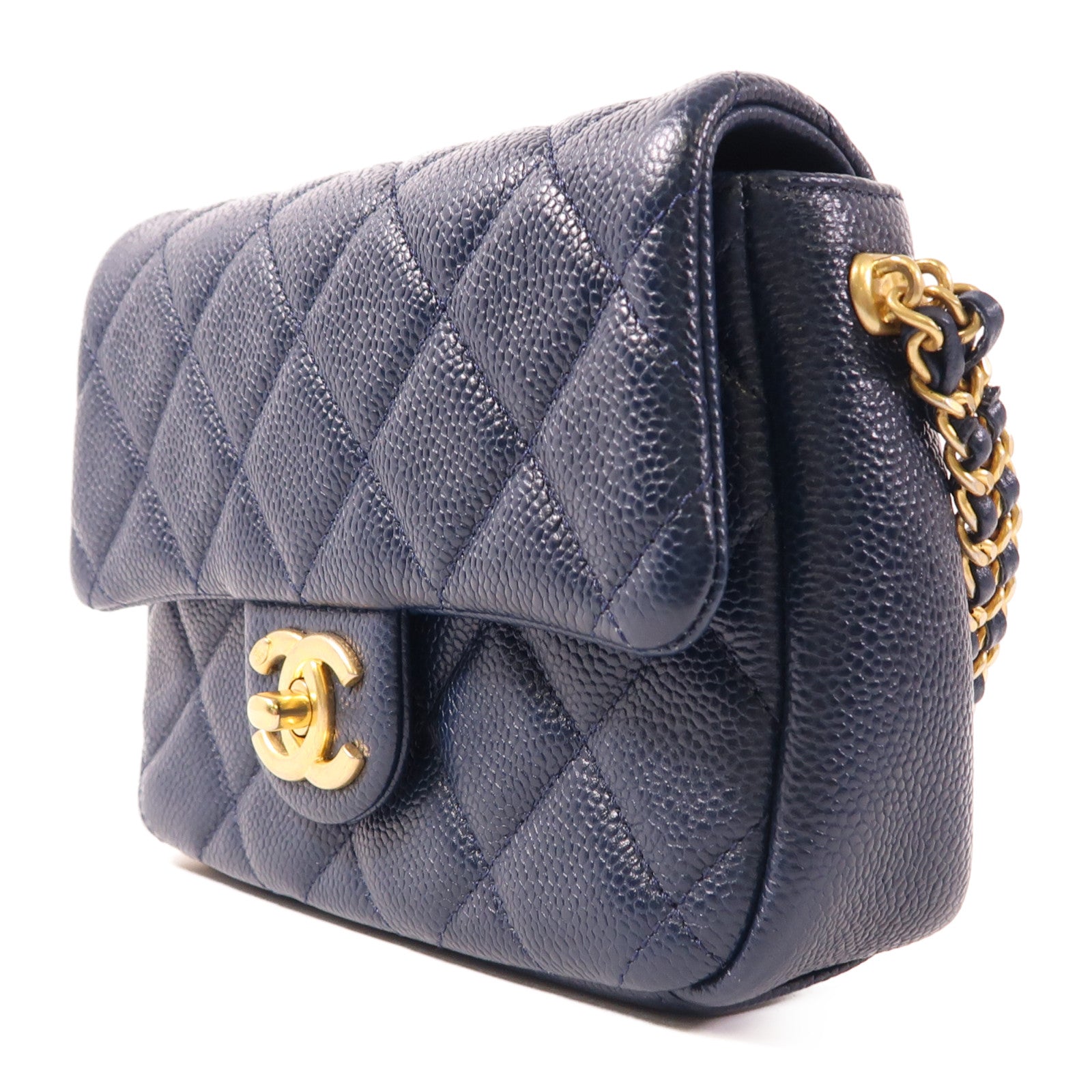 CHANEL 牛皮皮革Chain Shoulder金扣鏈帶肩背袋