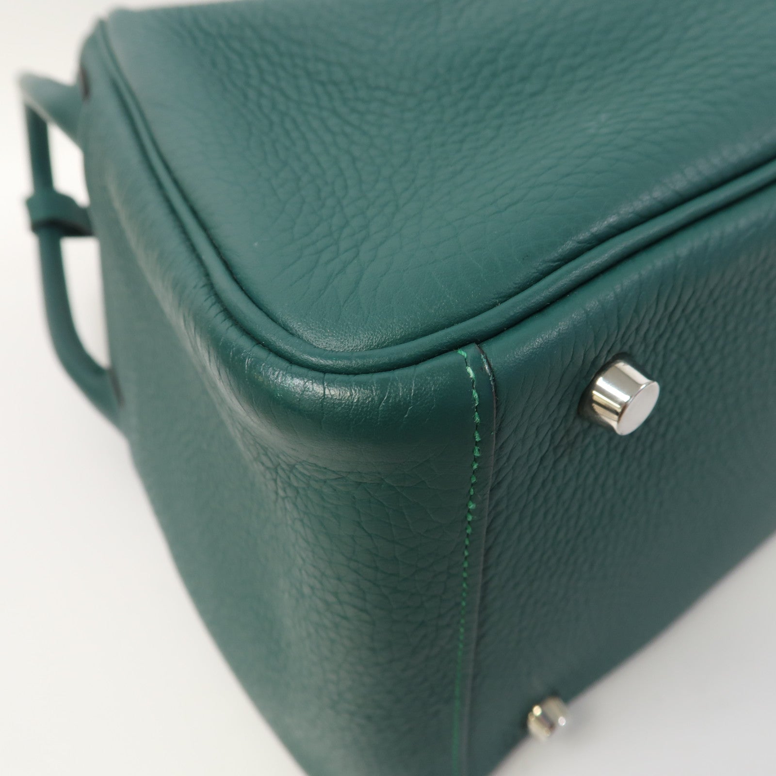 HERMES Clemence皮革Lindy 30銀扣手挽肩背兩用袋Malachite/綠色