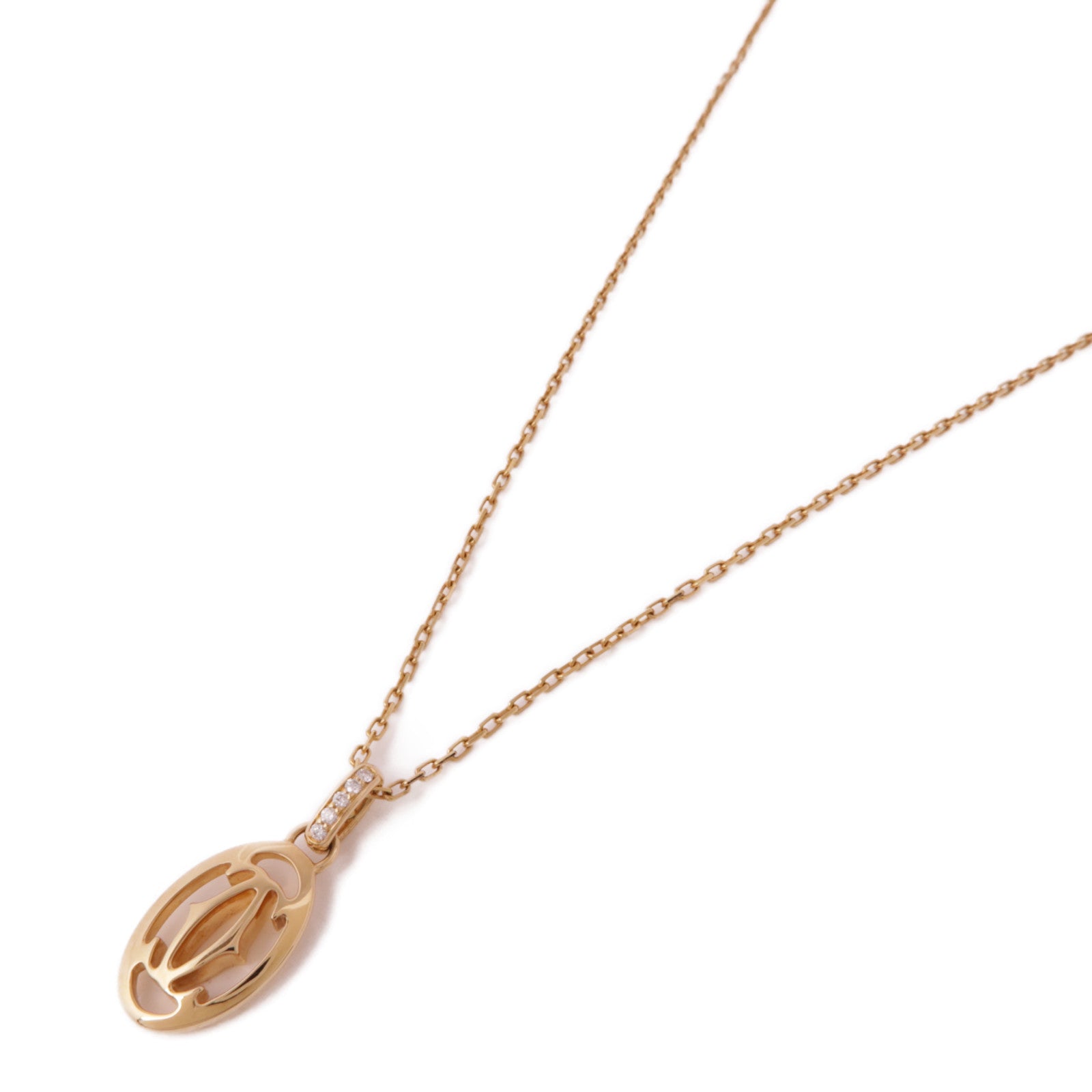 CARTIER 18K玫瑰金Double C De Cartier鑽石項鍊