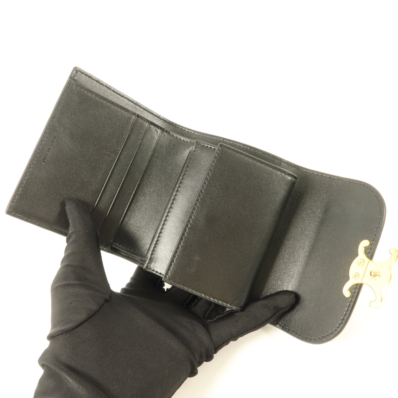 CELINE 蜥蝪皮革Triomphe Trifold Wallet錢包
