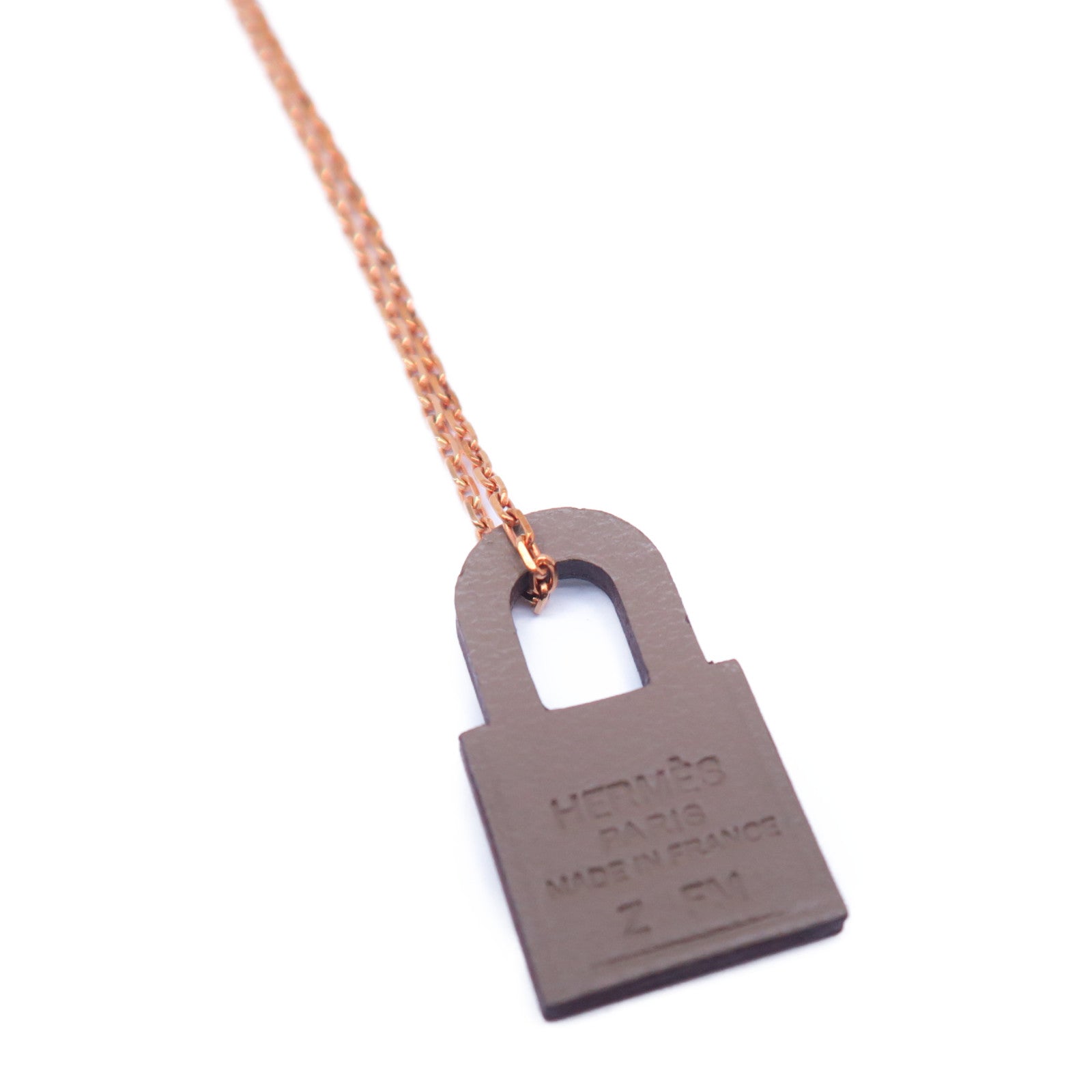 HERMES 【激減優惠】18K玫瑰金O'Kelly Necklace項鍊玫瑰金/卡其色
