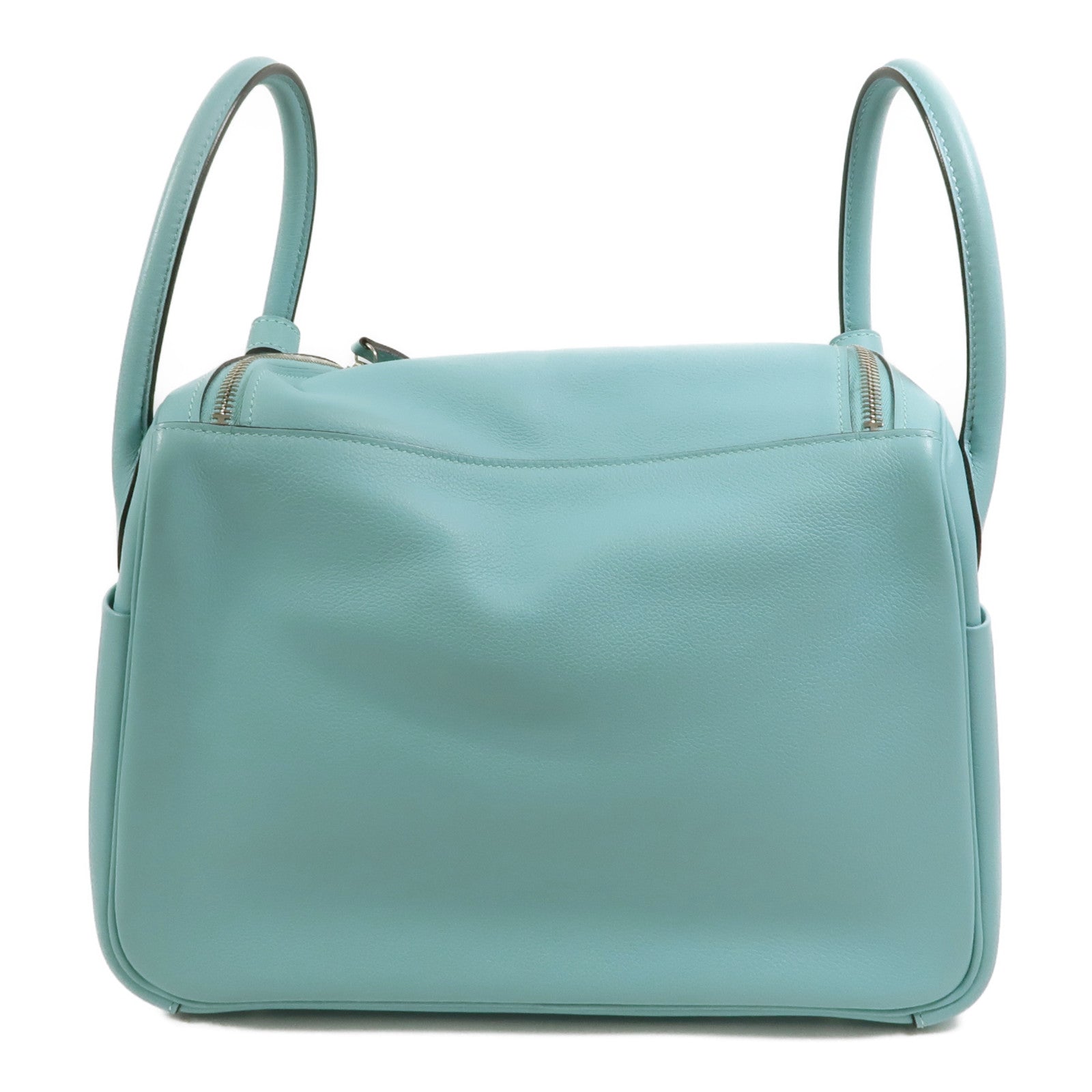 HERMES Evercolor皮革Lindy 30銀扣手挽肩背兩用袋Bleu Atoll
