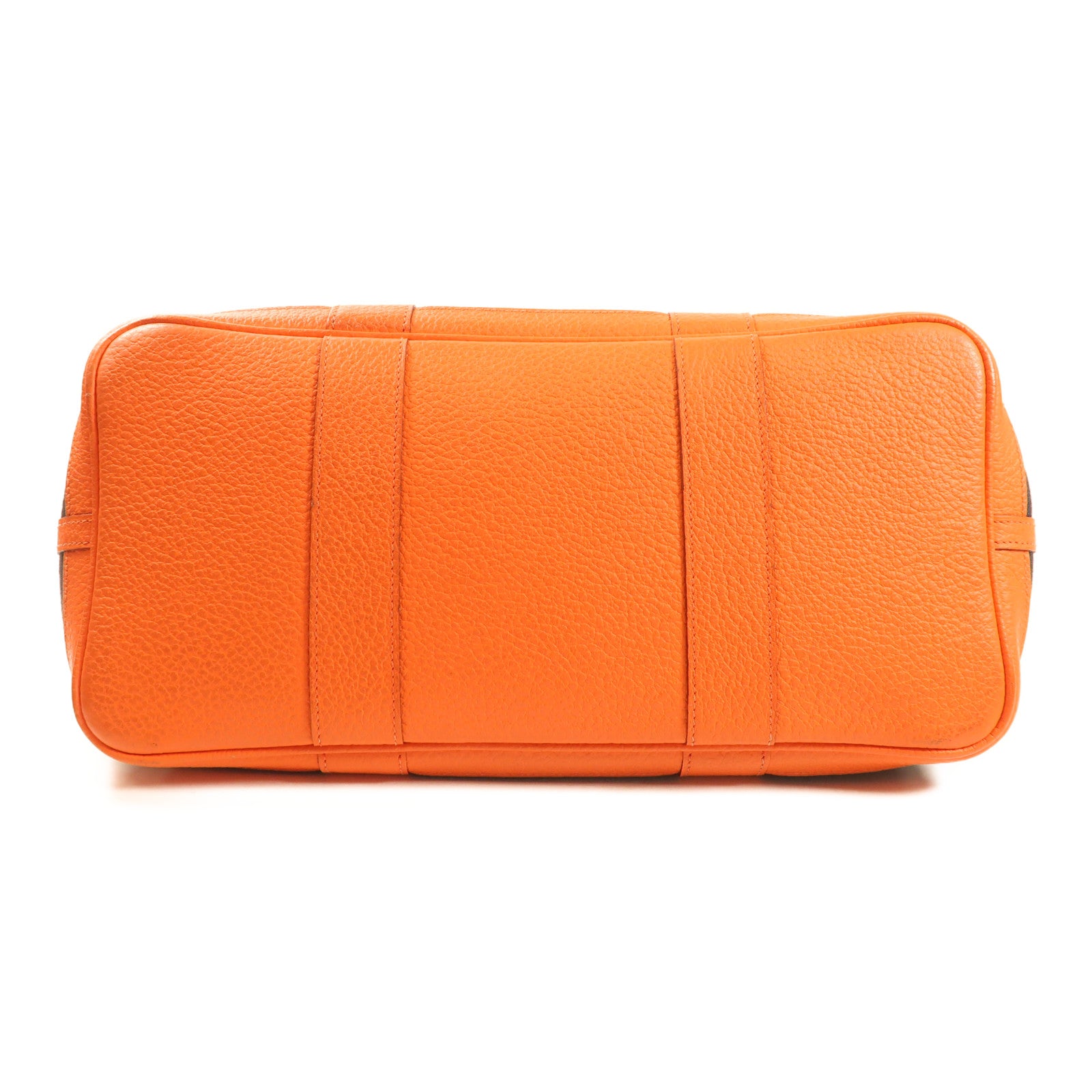 HERMES 帆布Garden Party PM銀扣手挽袋Bleu Marine/Orange Poppy深藍色/橙色