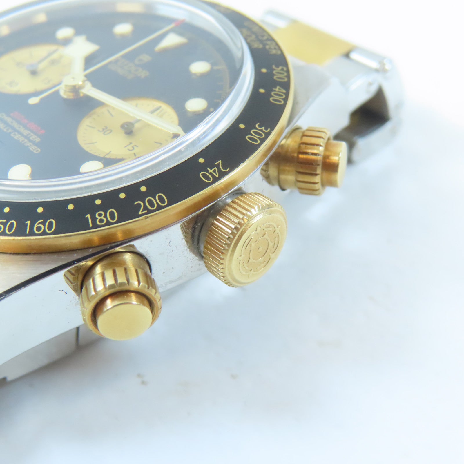 TUDOR Black Bay Chronograph18K黃金/不鏽鋼手錶自動機芯黑色#16cm