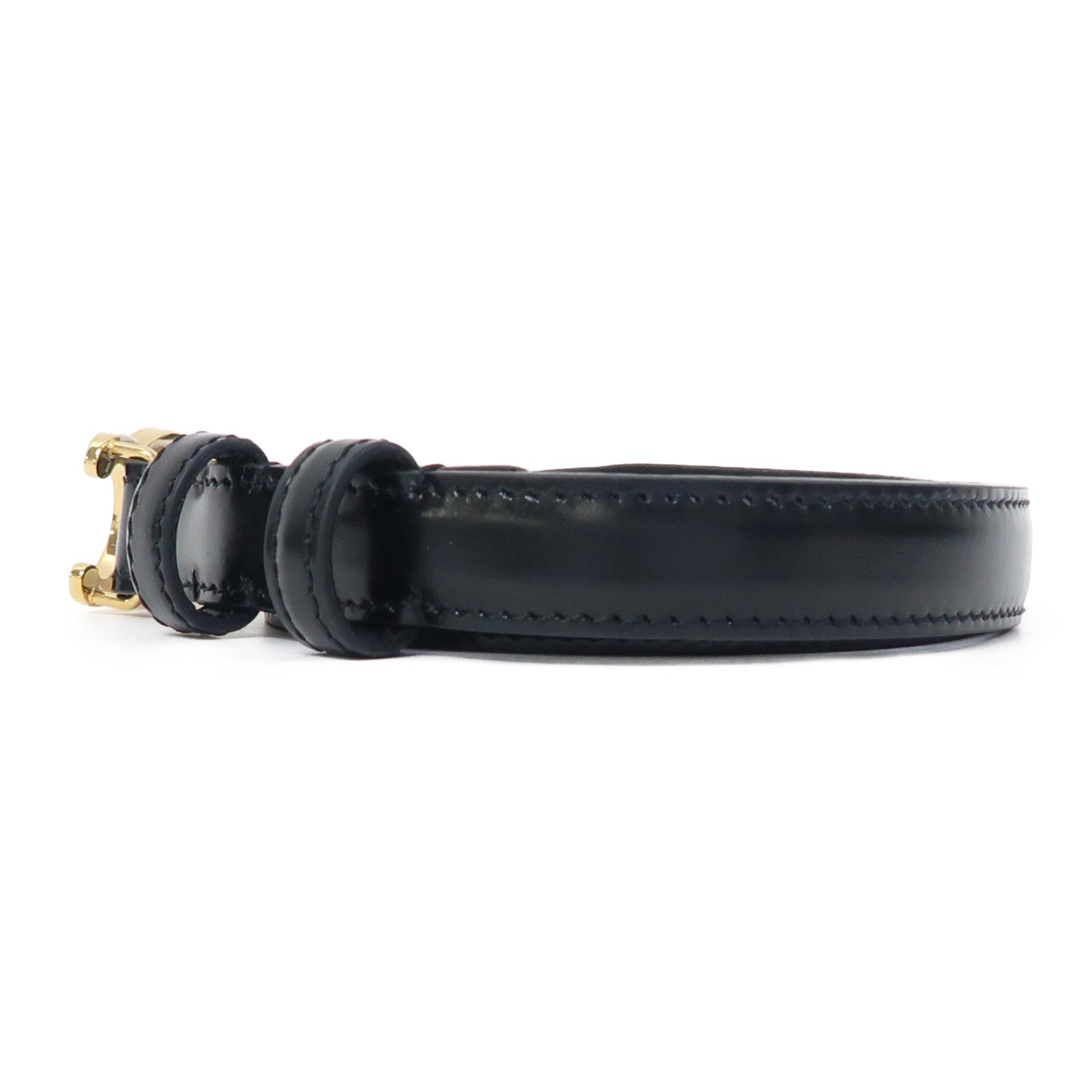 CELINE 牛皮皮革Triomphe Belt金扣皮帶黑色