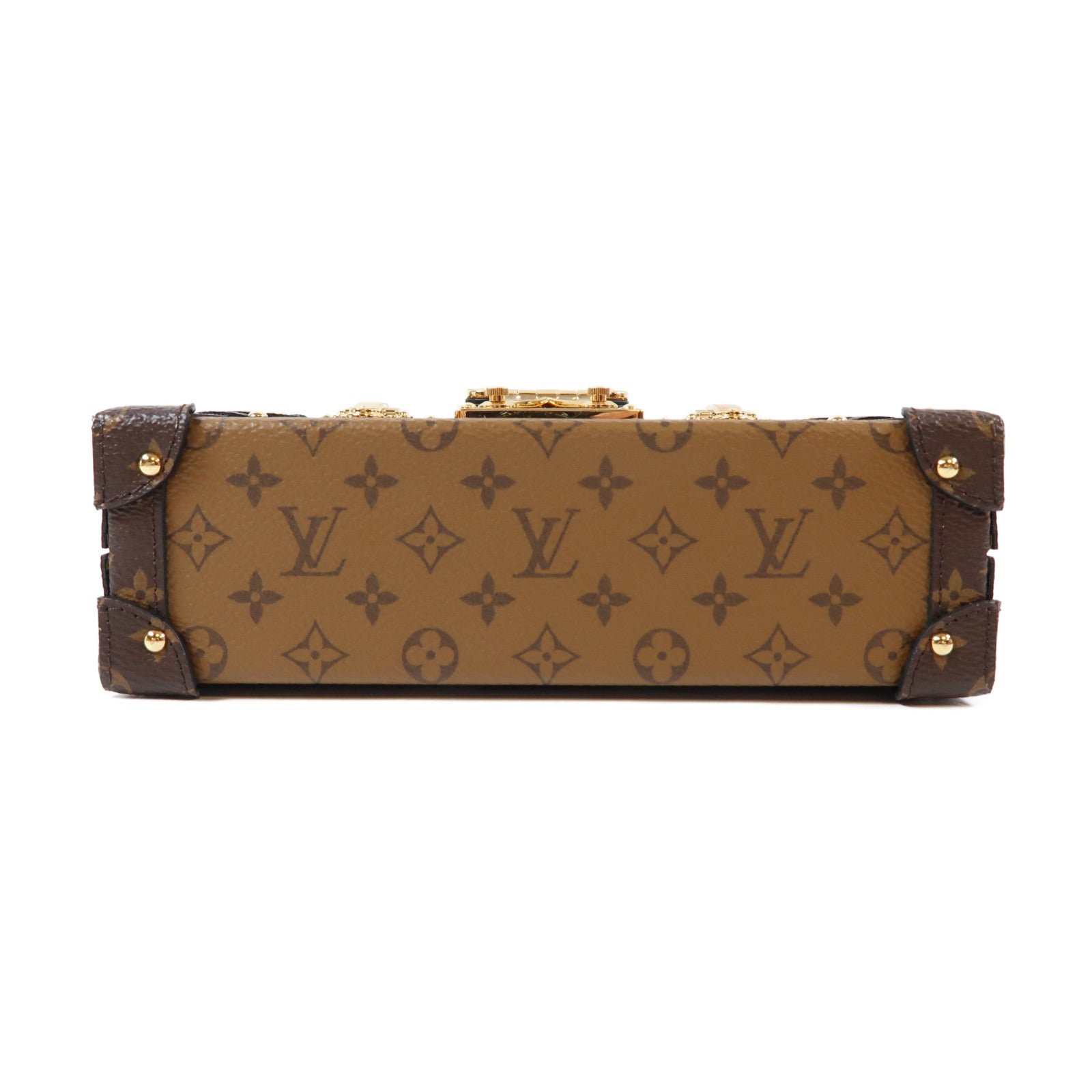 LOUIS VUITTON Monogram Reverse Petite Malle金扣肩背袋啡色