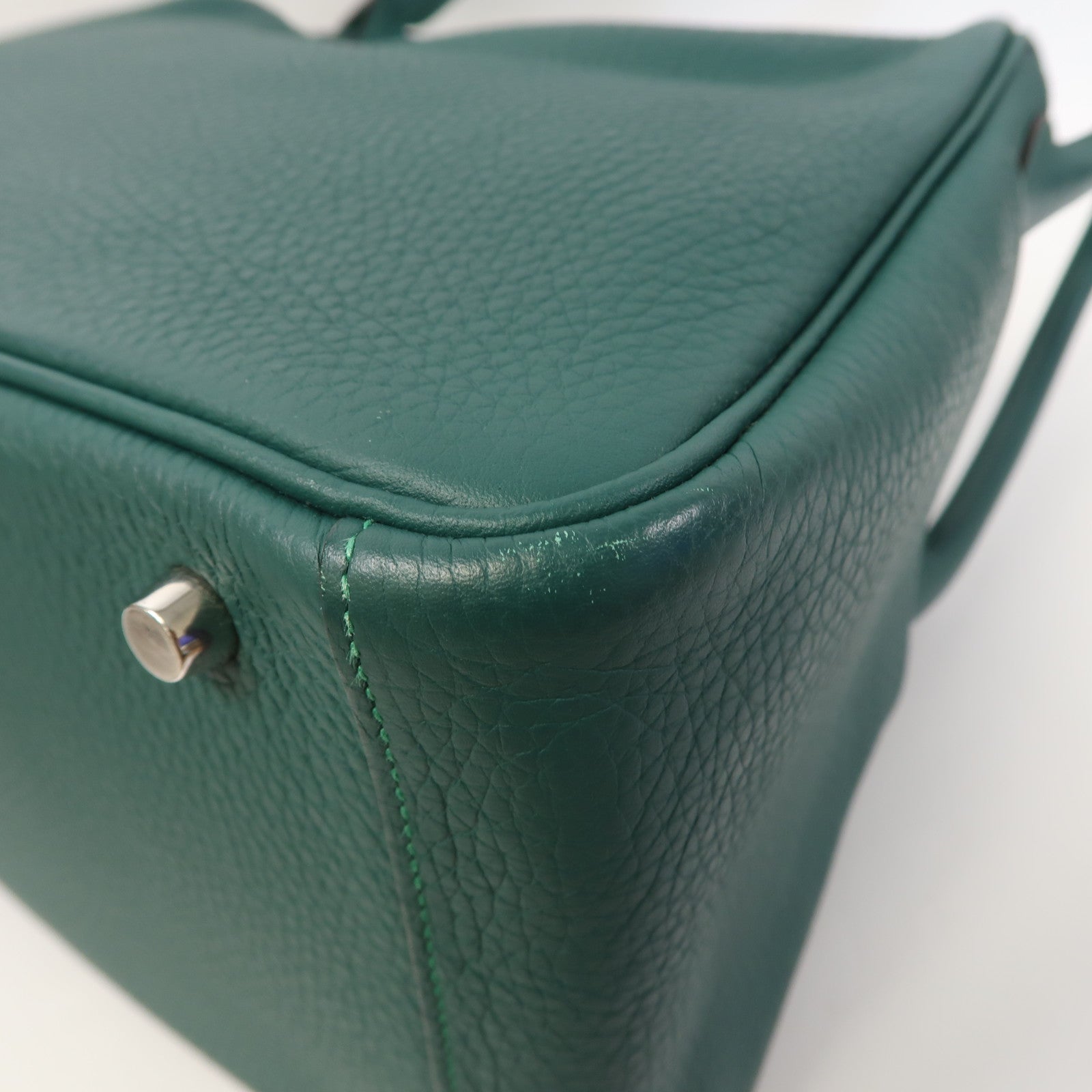 HERMES Clemence皮革Lindy 30銀扣手挽肩背兩用袋Malachite/綠色