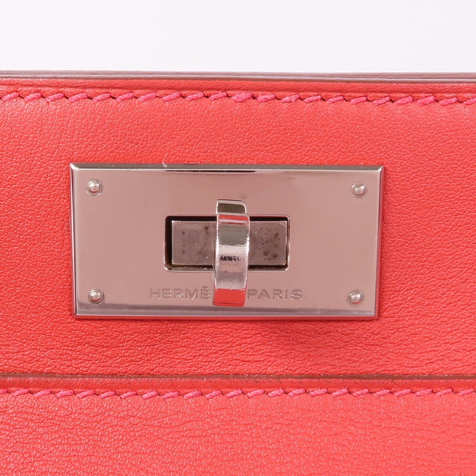 HERMES Swift皮革ToolBox 20銀扣手挽肩背兩用袋Vermillion