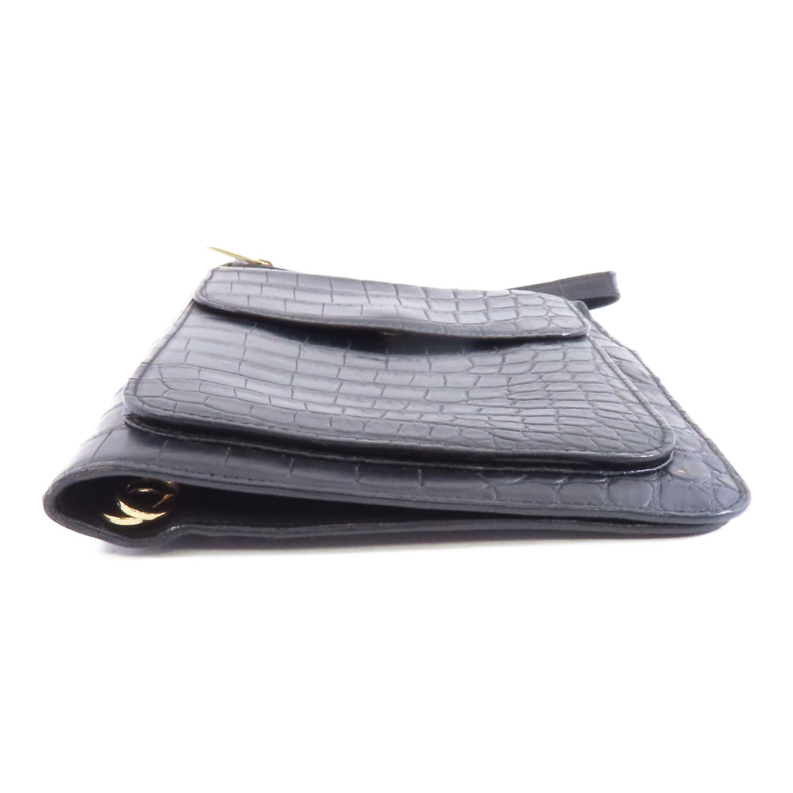 BOTTEGA VENETA 皮革Clutch Bag金扣手拿包黑色