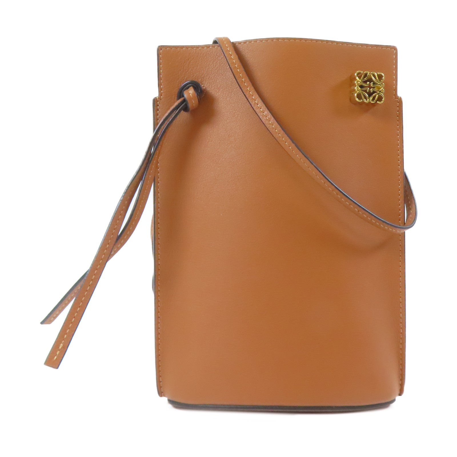 LOEWE 【激減優惠】牛皮皮革Dice Pocket金扣肩背袋啡色