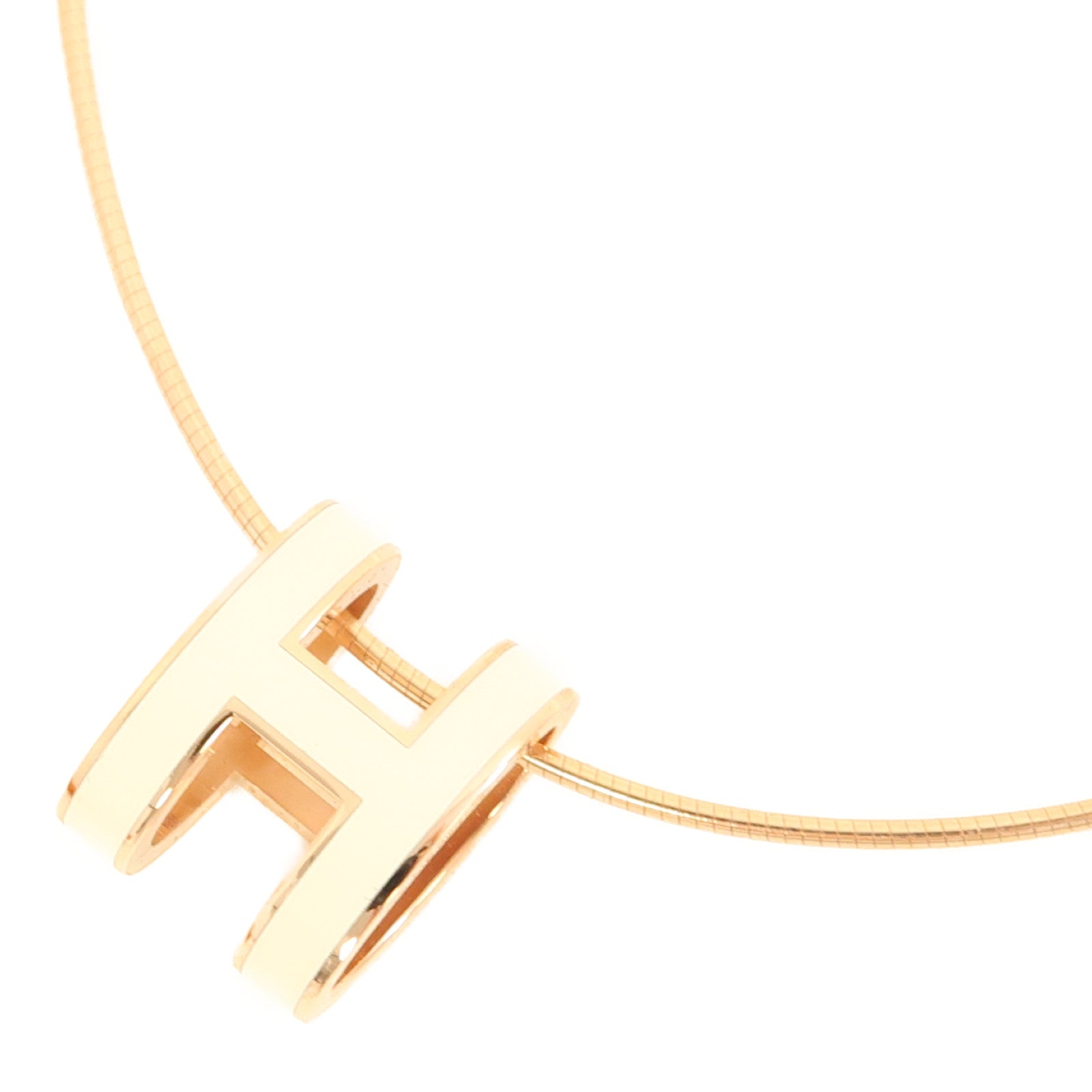 HERMES 金屬Pop H Necklace項鍊白色/金色