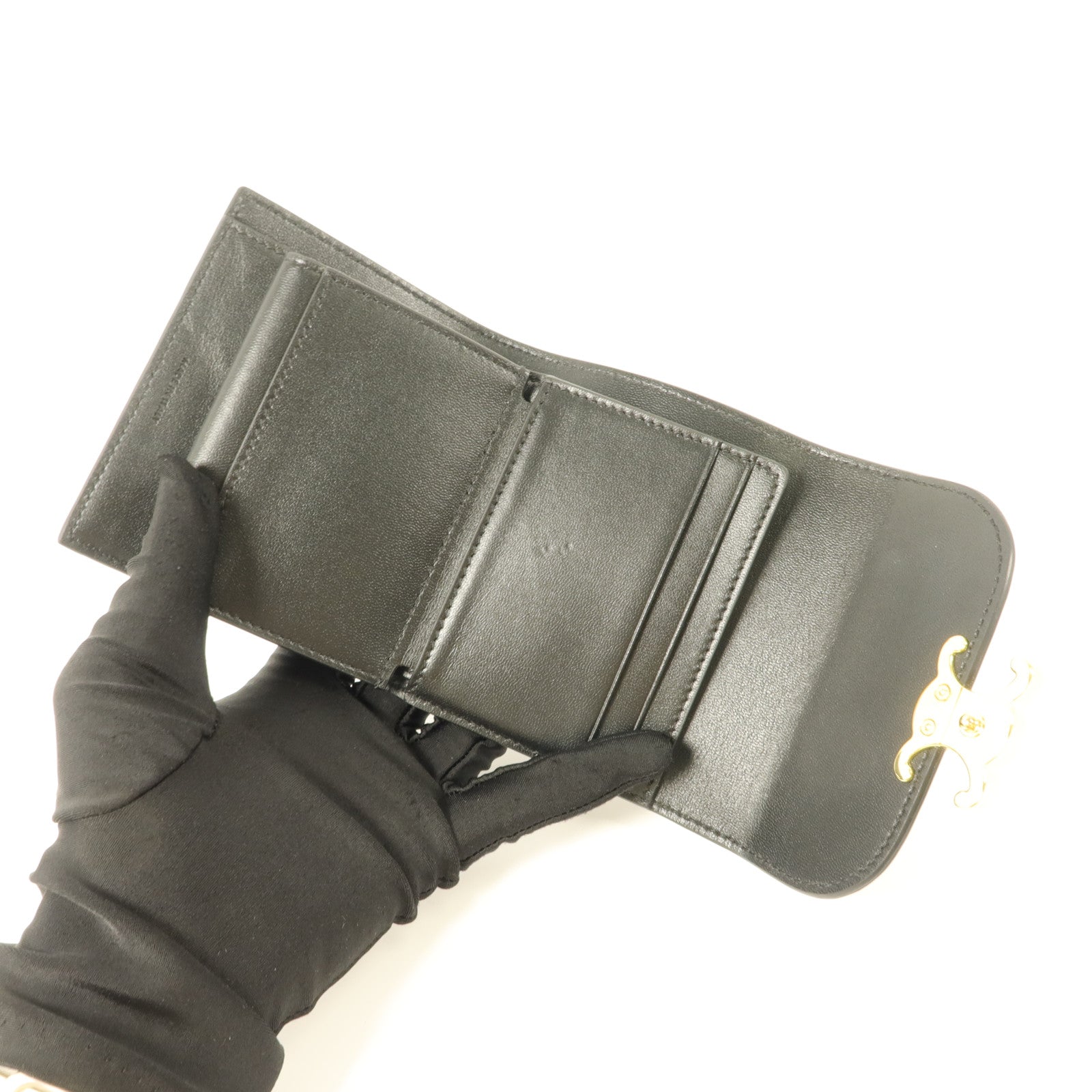 CELINE 蜥蝪皮革Triomphe Trifold Wallet錢包