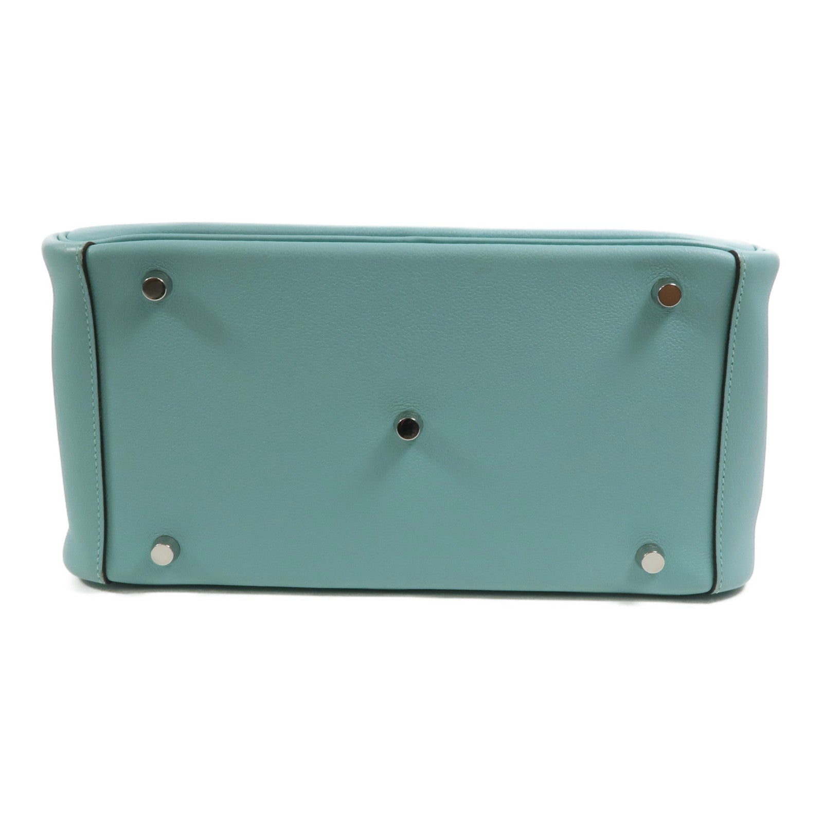 HERMES Evercolor皮革Lindy 30銀扣手挽肩背兩用袋Bleu Atoll