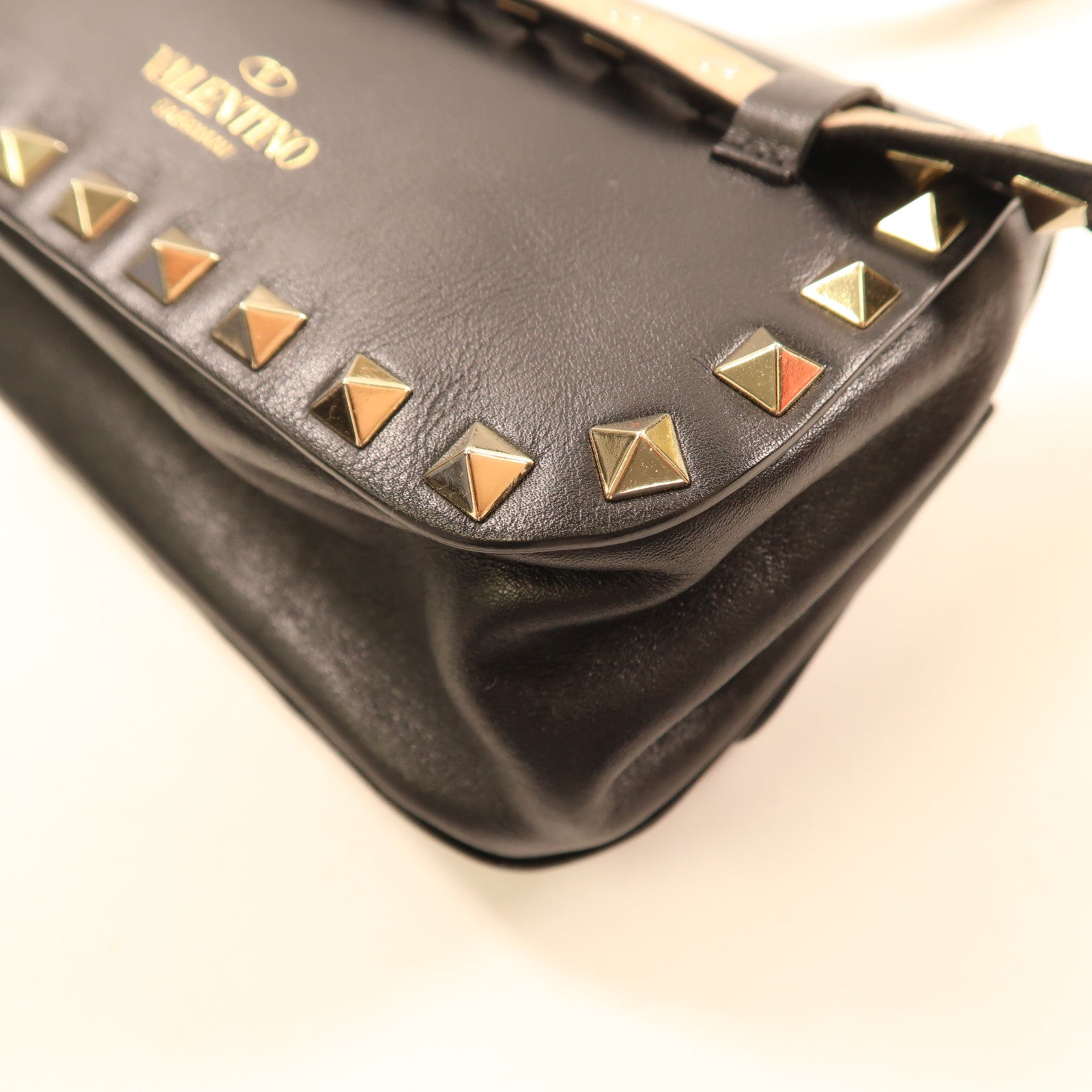 Valentino GHW Waist Bag Calfskin Leather Black