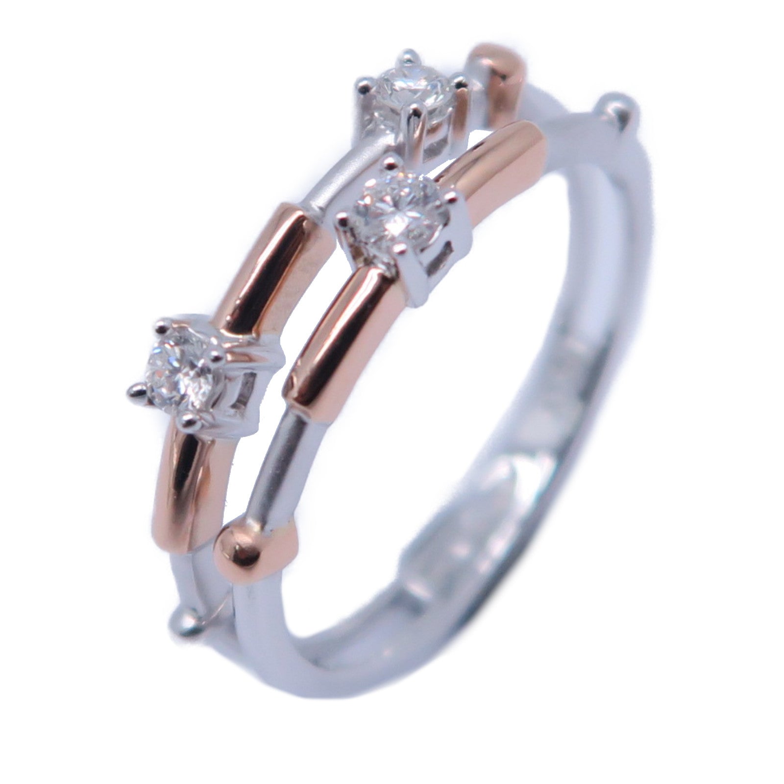 JEWELRY 【激減優惠】18K白金/18K玫瑰金Diamond Ring 0.13ct鑽石戒指US#5.75