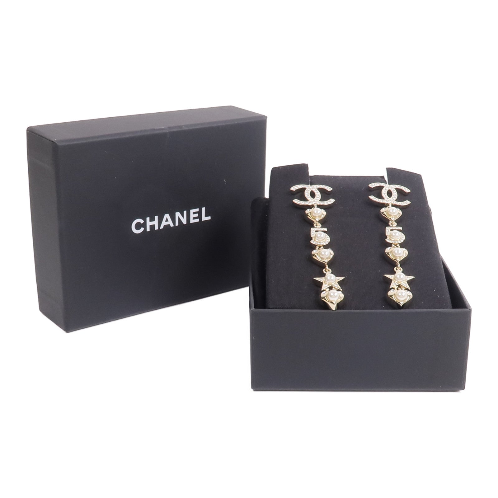 CHANEL 金屬No. 5 Coco Mark Rhinestone Star Earrings耳環