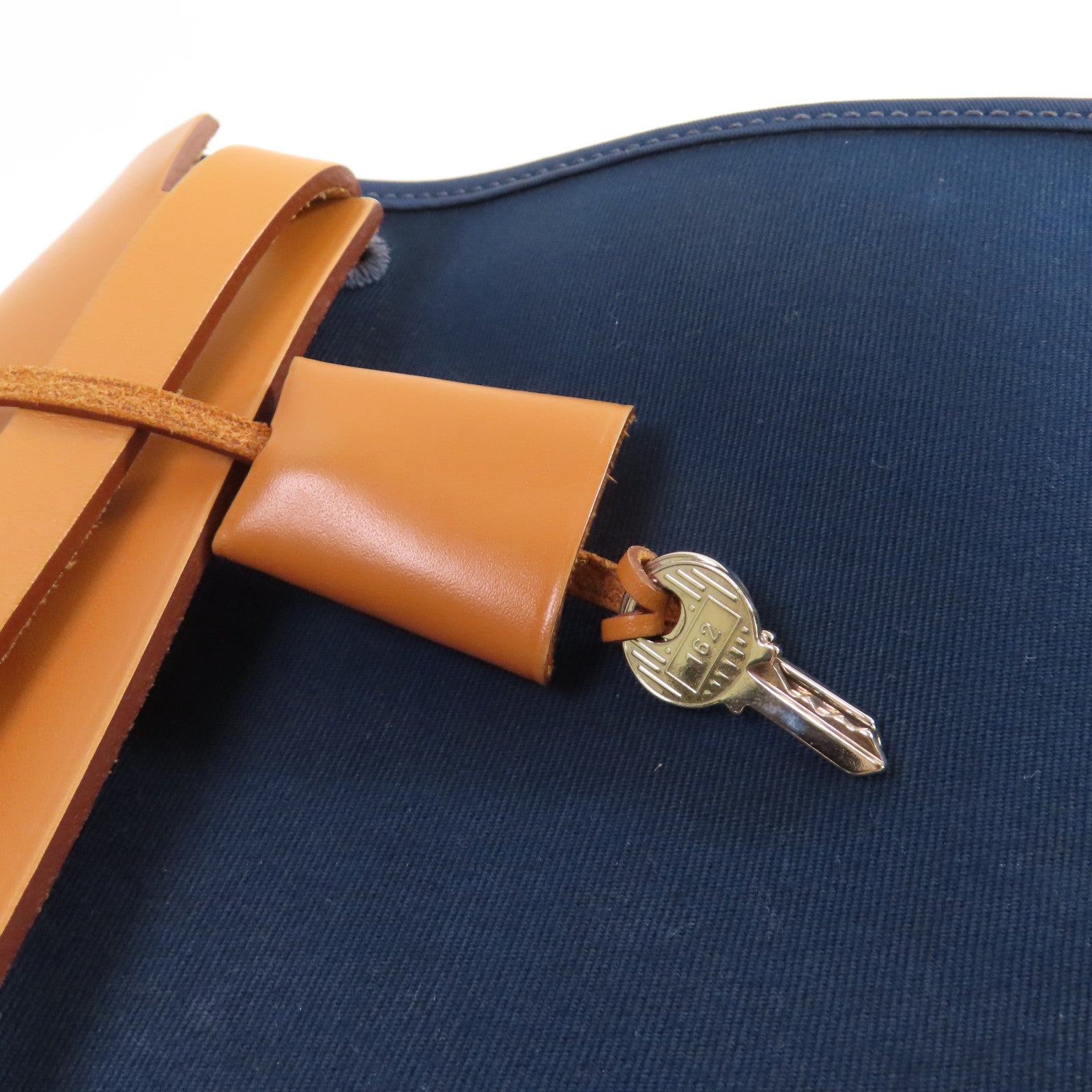 HERMES 帆布Herbag PM 2Way Shoulder Bag銀扣手挽肩背兩用袋馬爾他藍色/啡色