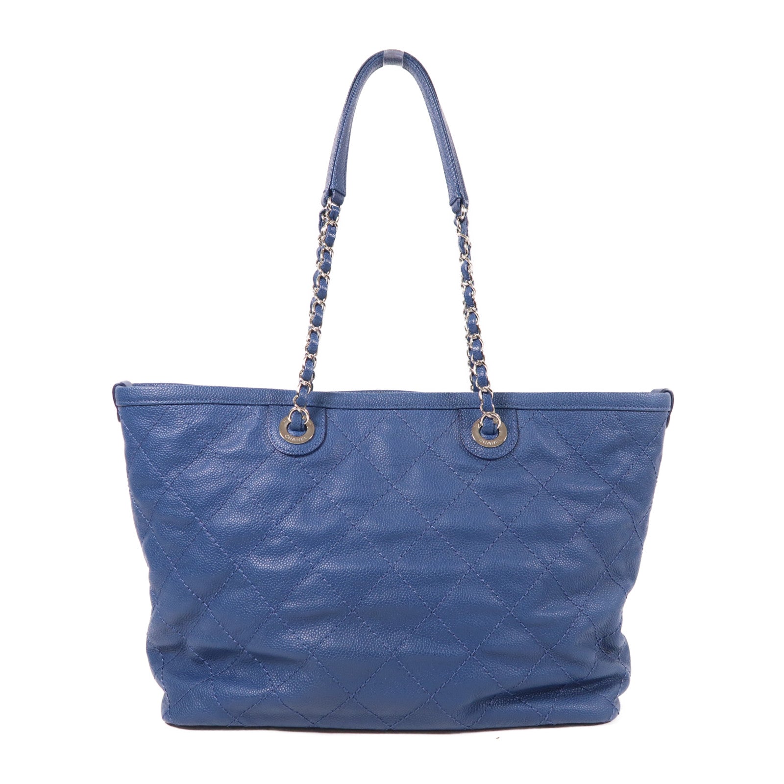 CHANEL 【激減優惠】牛皮皮革Tote Bag銀扣鏈帶肩背袋
