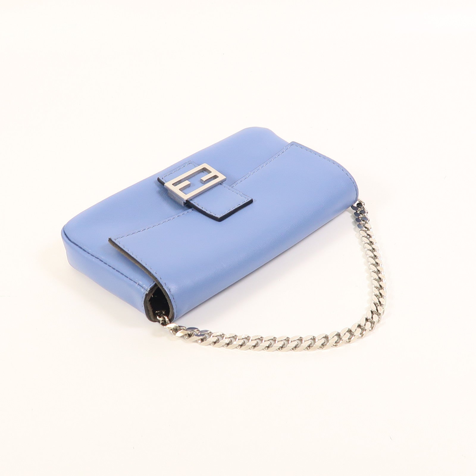 FENDI 牛皮皮革Micro Baguette銀扣手挽肩背兩用袋