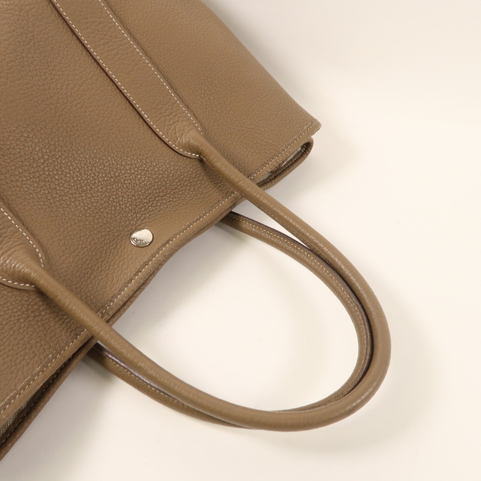HERMES Negonda皮革Garden Party PM銀扣手挽袋Etoupe