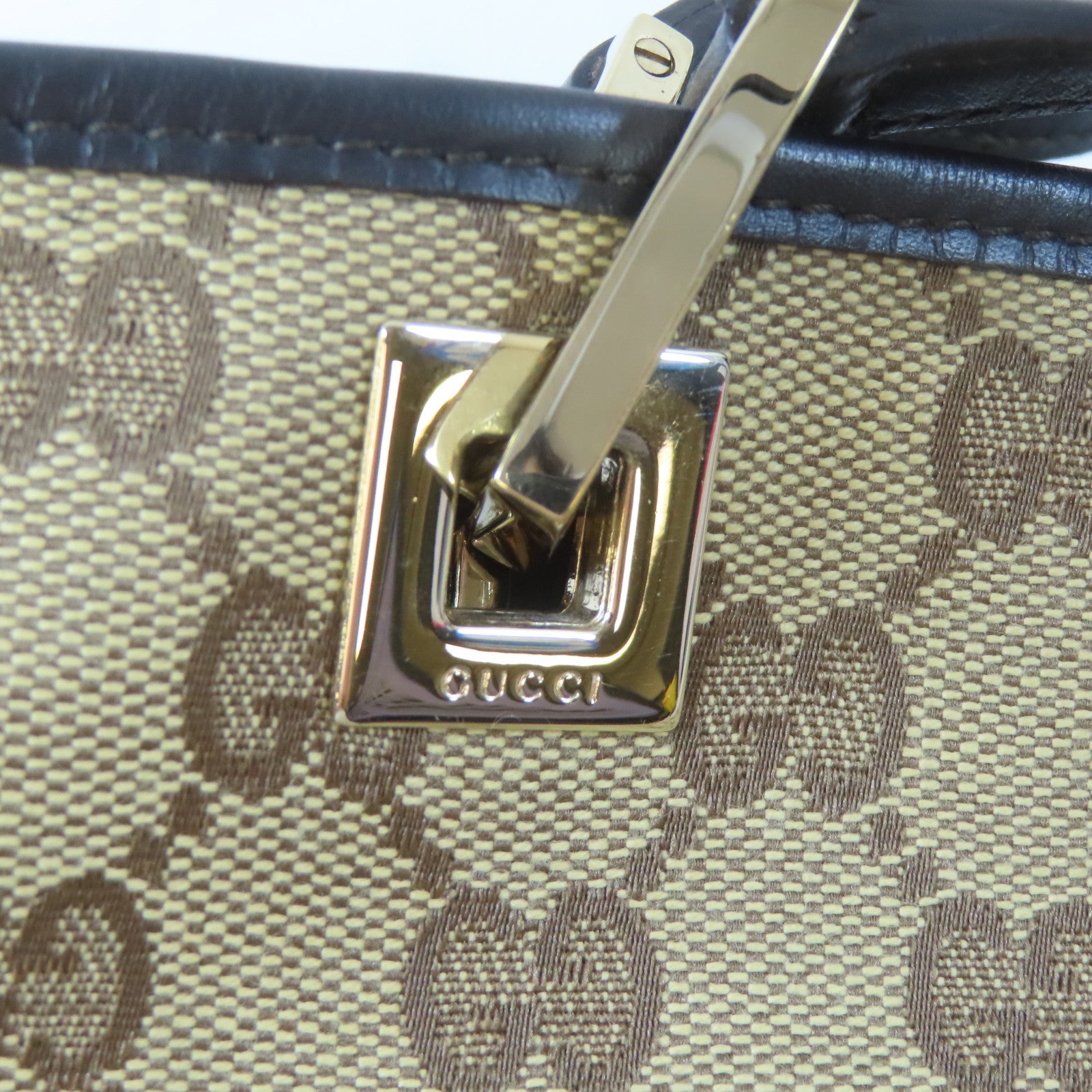 GUCCI 帆布Tote Bag金扣肩背袋啡色