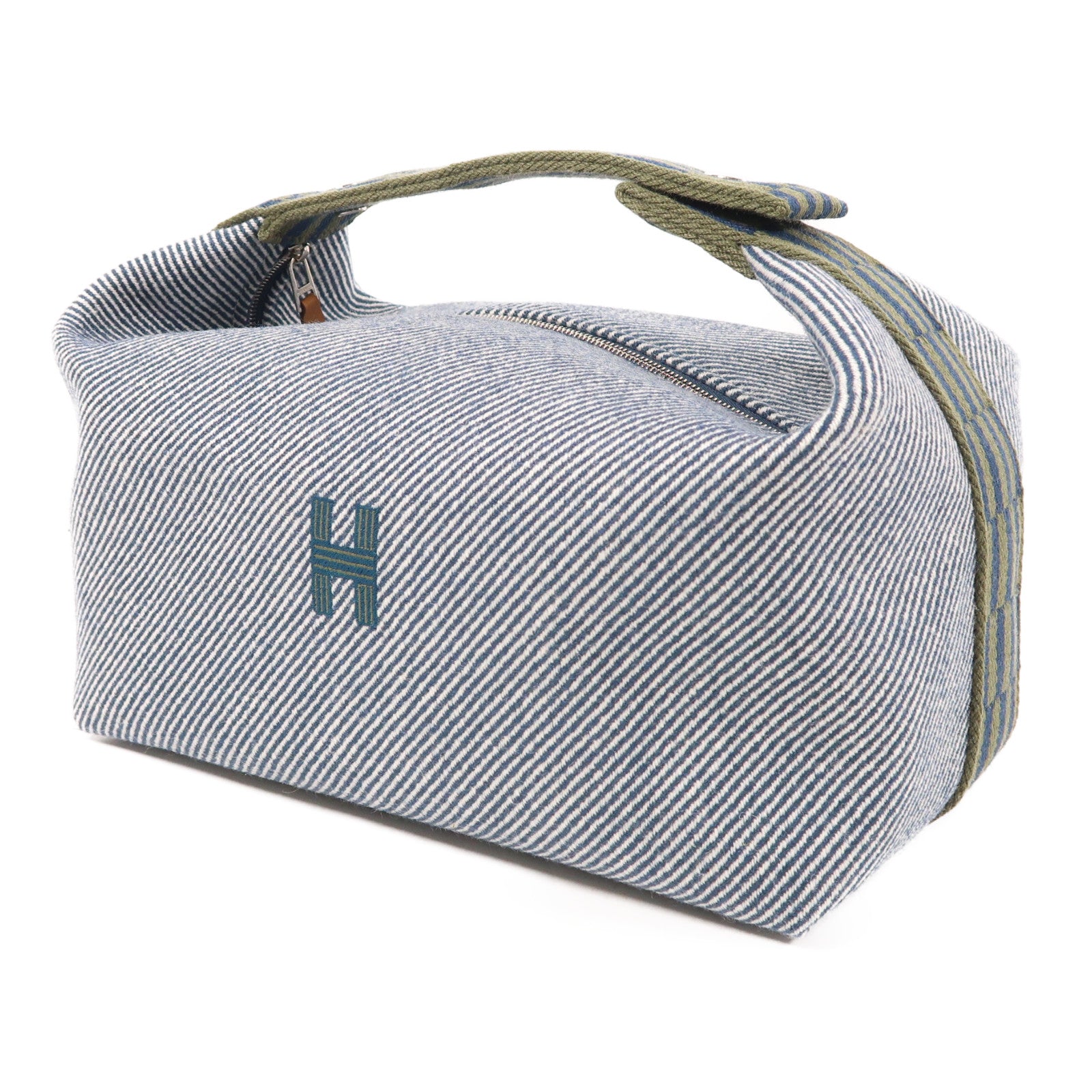 HERMES 帆布Bride A-Brac Case GM銀扣手挽袋