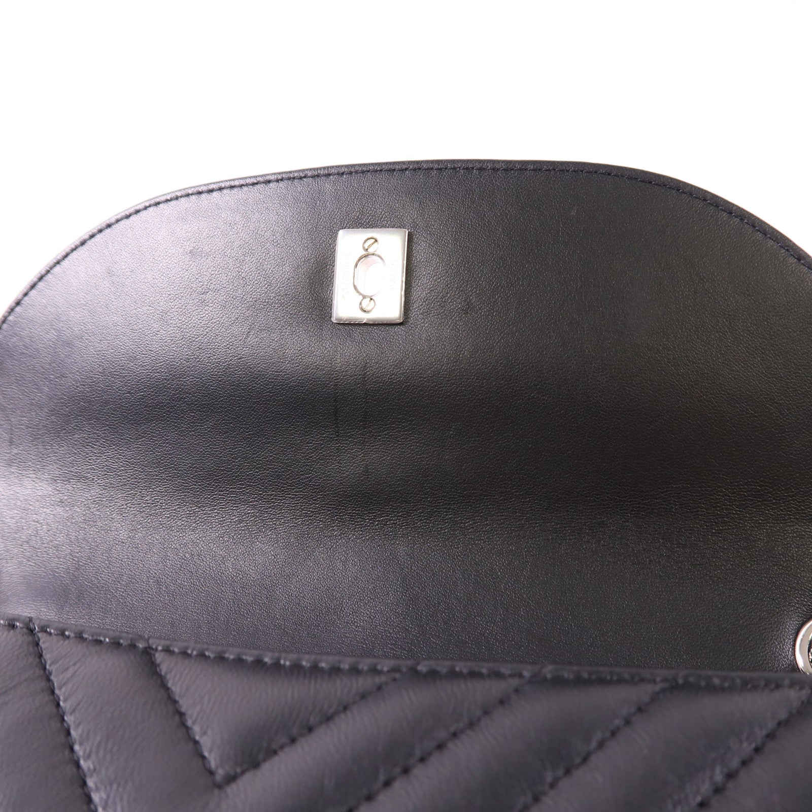 CHANEL 牛皮皮革Chain Shoulder銀扣鏈帶肩背袋