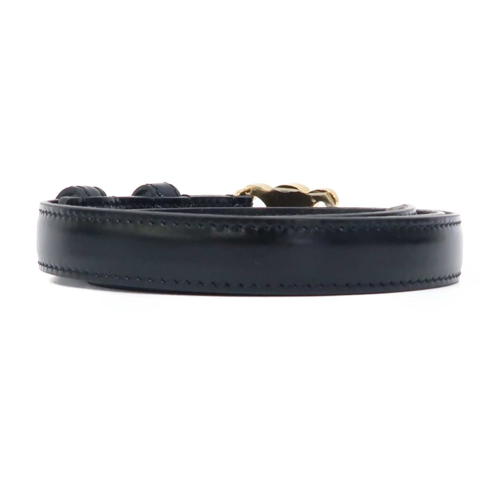CELINE 牛皮皮革Triomphe Belt金扣皮帶黑色