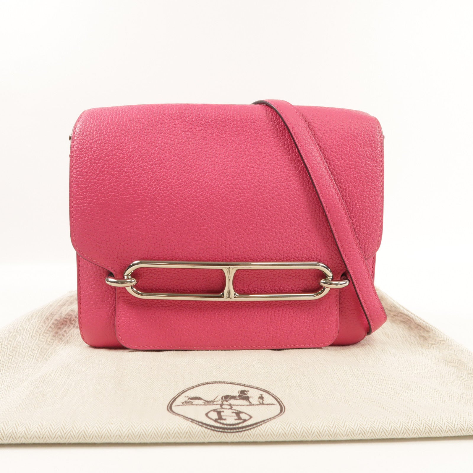 HERMES PHW Roulis 23 Shoulder Bag Clemence Leather Pink