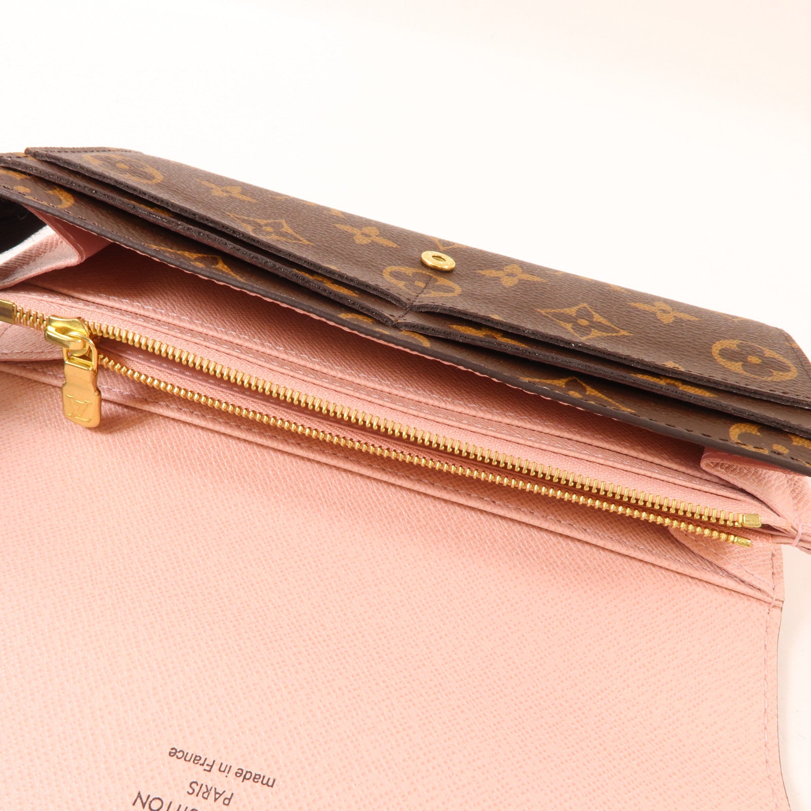 LOUIS VUITTON Monogram Sarah Wallet金扣長錢包啡色