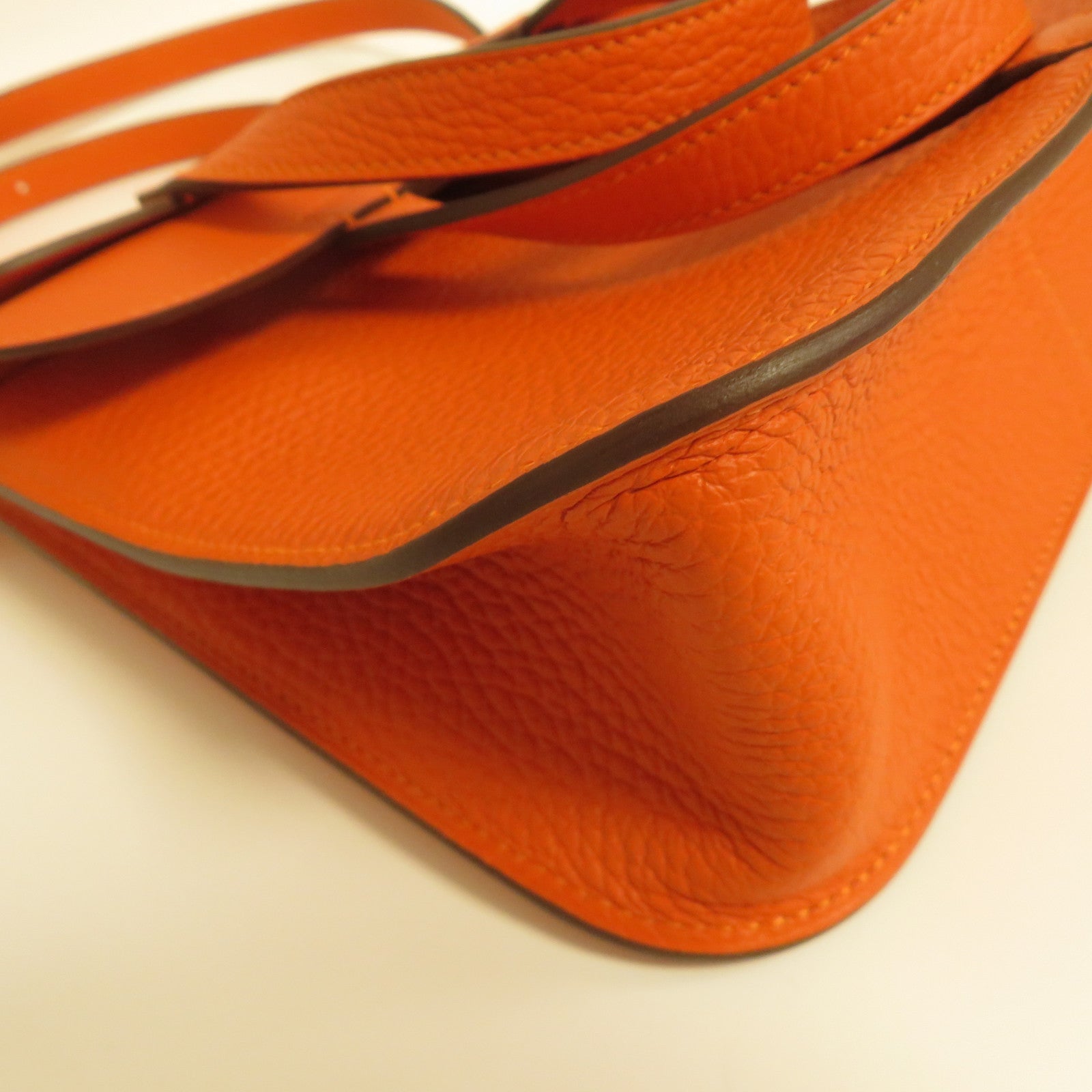 HERMES 【激減優惠】Clemence皮革Halzan 25金扣手挽肩背兩用袋橙色