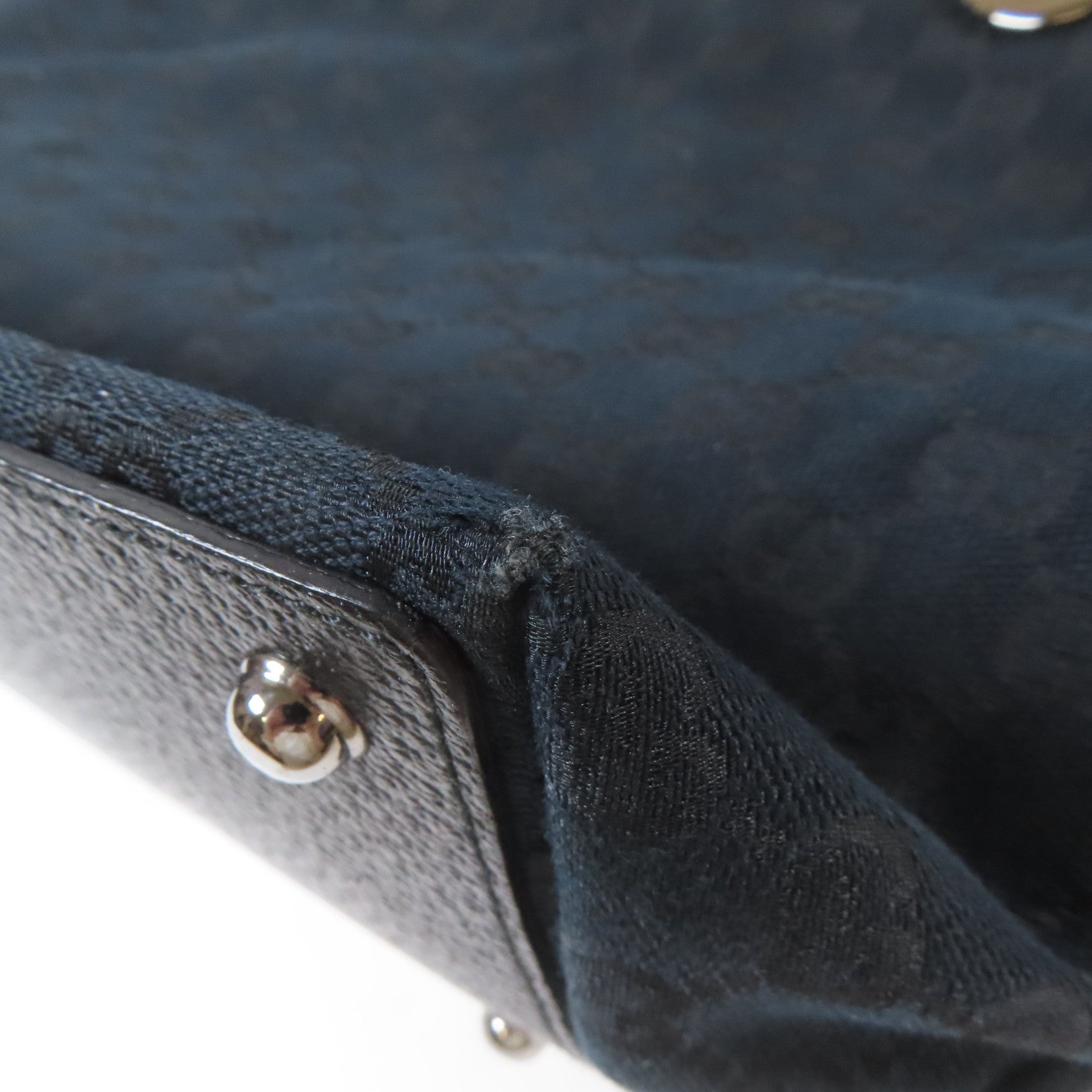 GUCCI 帆布Tote Bag銀扣手挽袋黑色