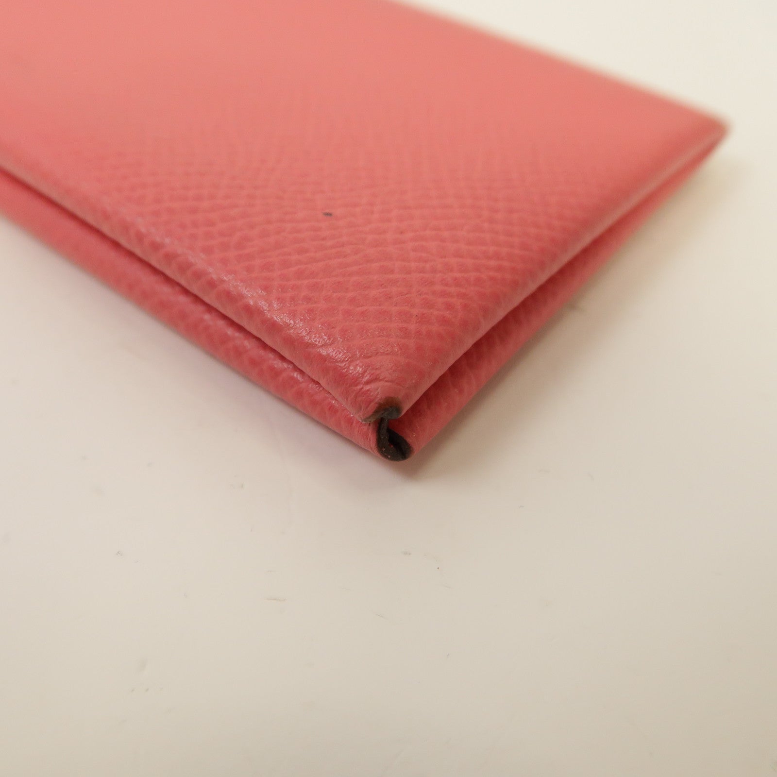 HERMES Epsom皮革Calvi銀扣卡片套Rose Azalee/粉紅色