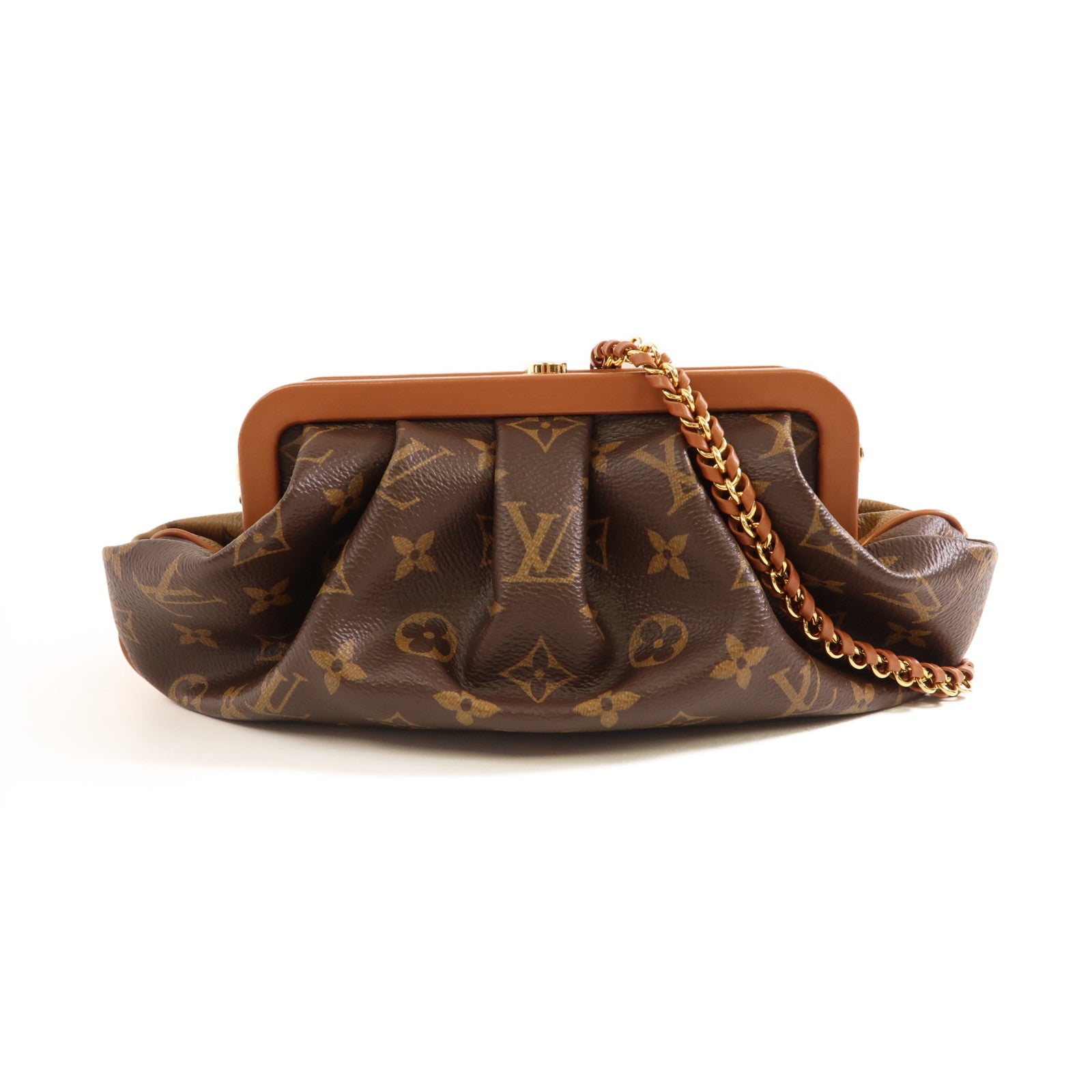 LOUIS VUITTON Monogram Reverse Shoulder Bag金扣鏈帶肩背袋